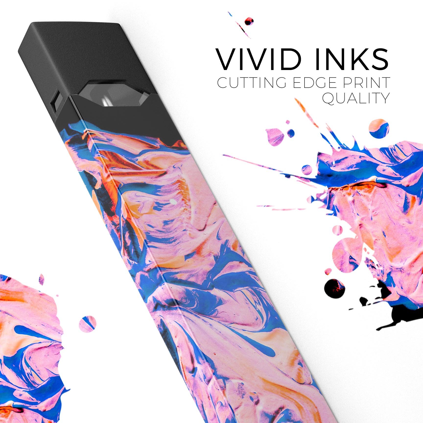 Liquid Abstract Paint V3 skin-wrap sticker designed for JUUL vaping device, showcasing vibrant colors and a sleek design.