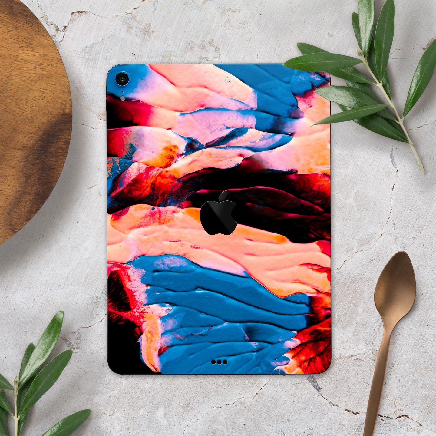 Liquid Abstract Paint V30 skin decal for Apple iPad, showcasing vibrant design and premium 3M material.