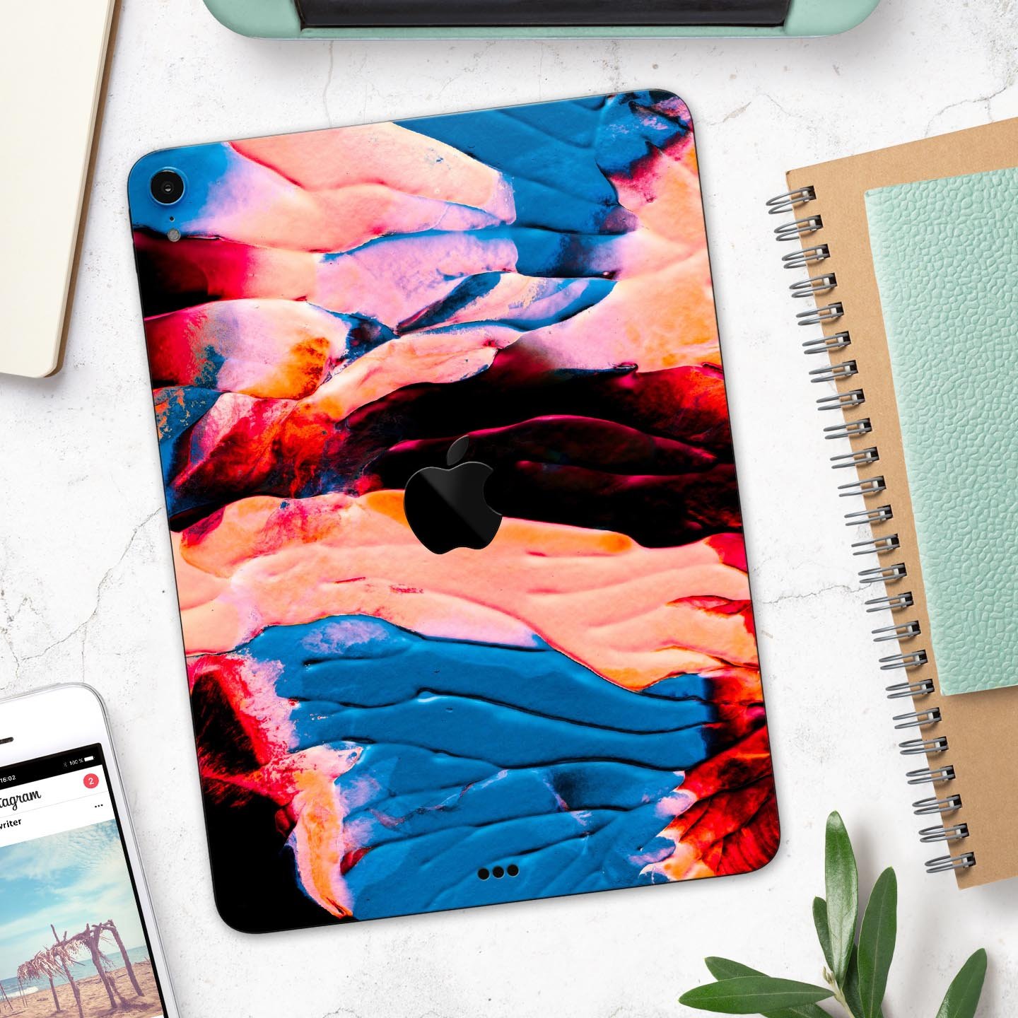 Liquid Abstract Paint V30 skin decal for Apple iPad, showcasing vibrant design and premium 3M material.