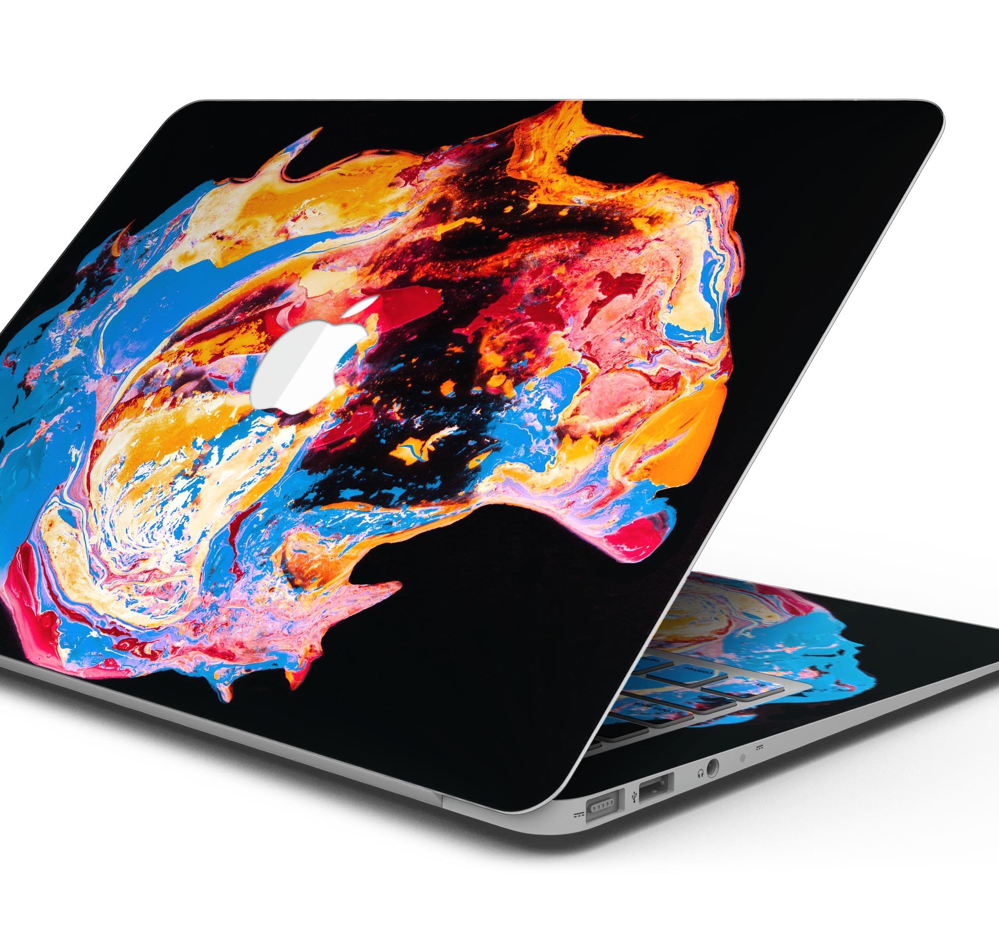 Liquid Abstract Paint V31 skin decal wrap kit for MacBook, showcasing vibrant colors and a sleek design.