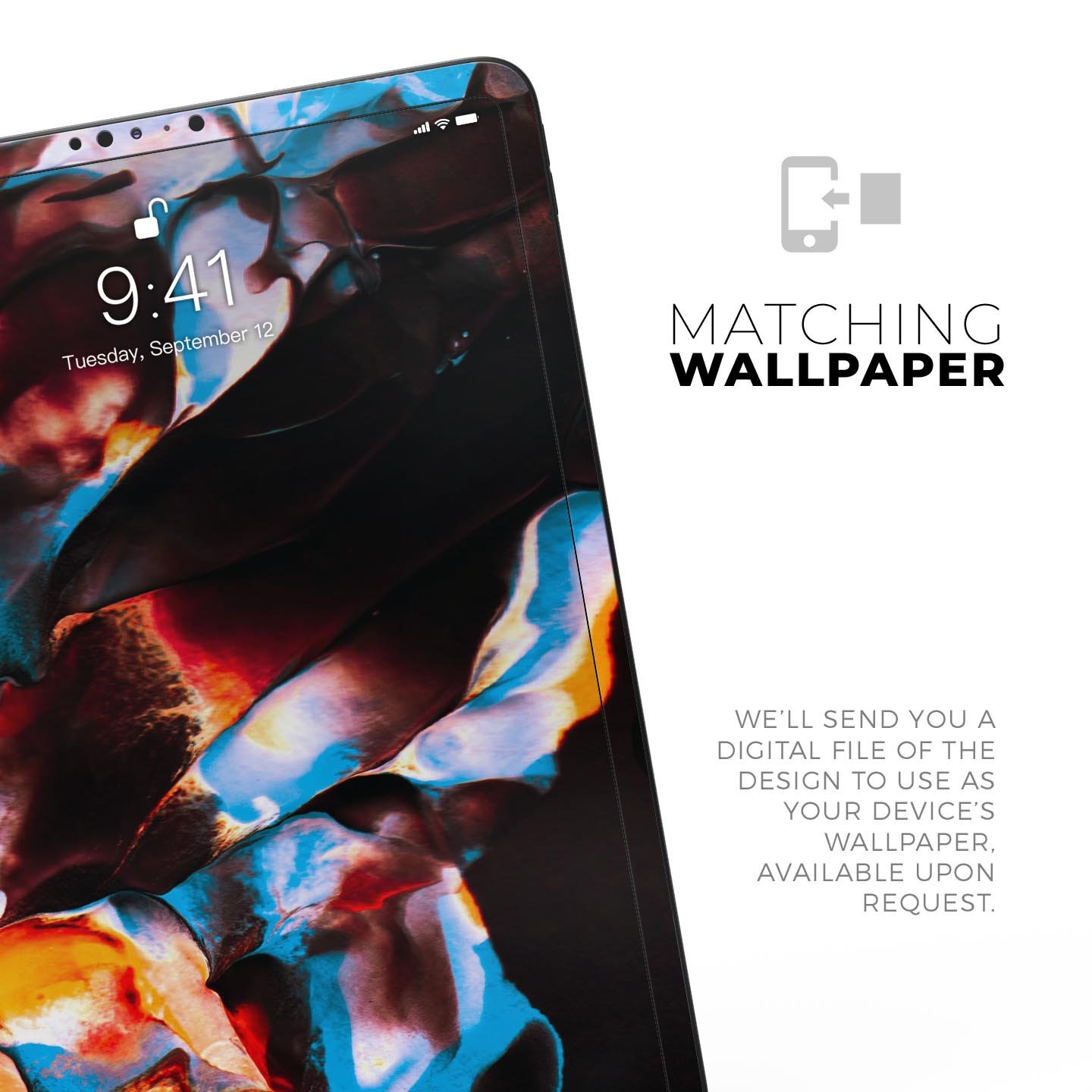 Liquid Abstract Paint V34 skin decal for Apple iPad, showcasing vibrant abstract design and premium 3M material.