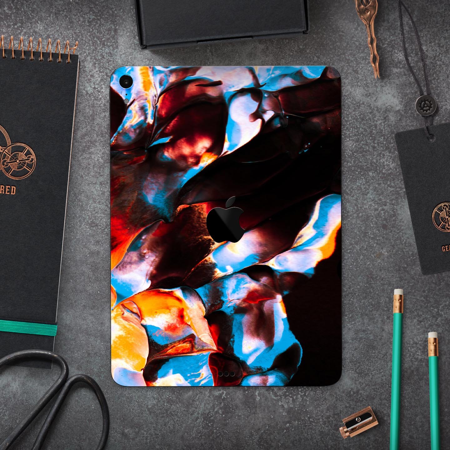 Liquid Abstract Paint V34 skin decal for Apple iPad, showcasing vibrant abstract design and premium 3M material.