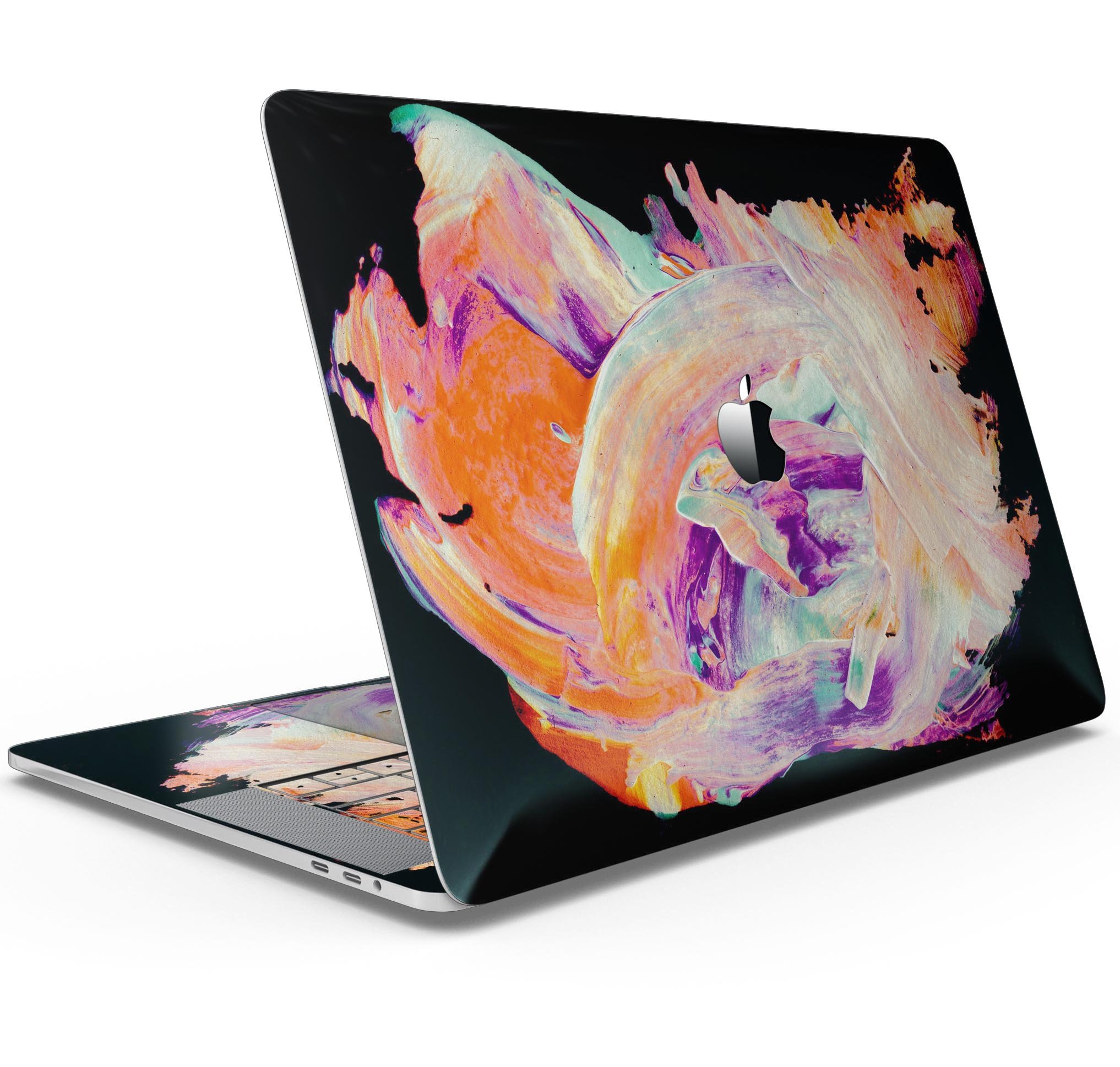 Liquid Abstract Paint V35 skin decal wrap kit for MacBook, showcasing vibrant colors and a sleek design.