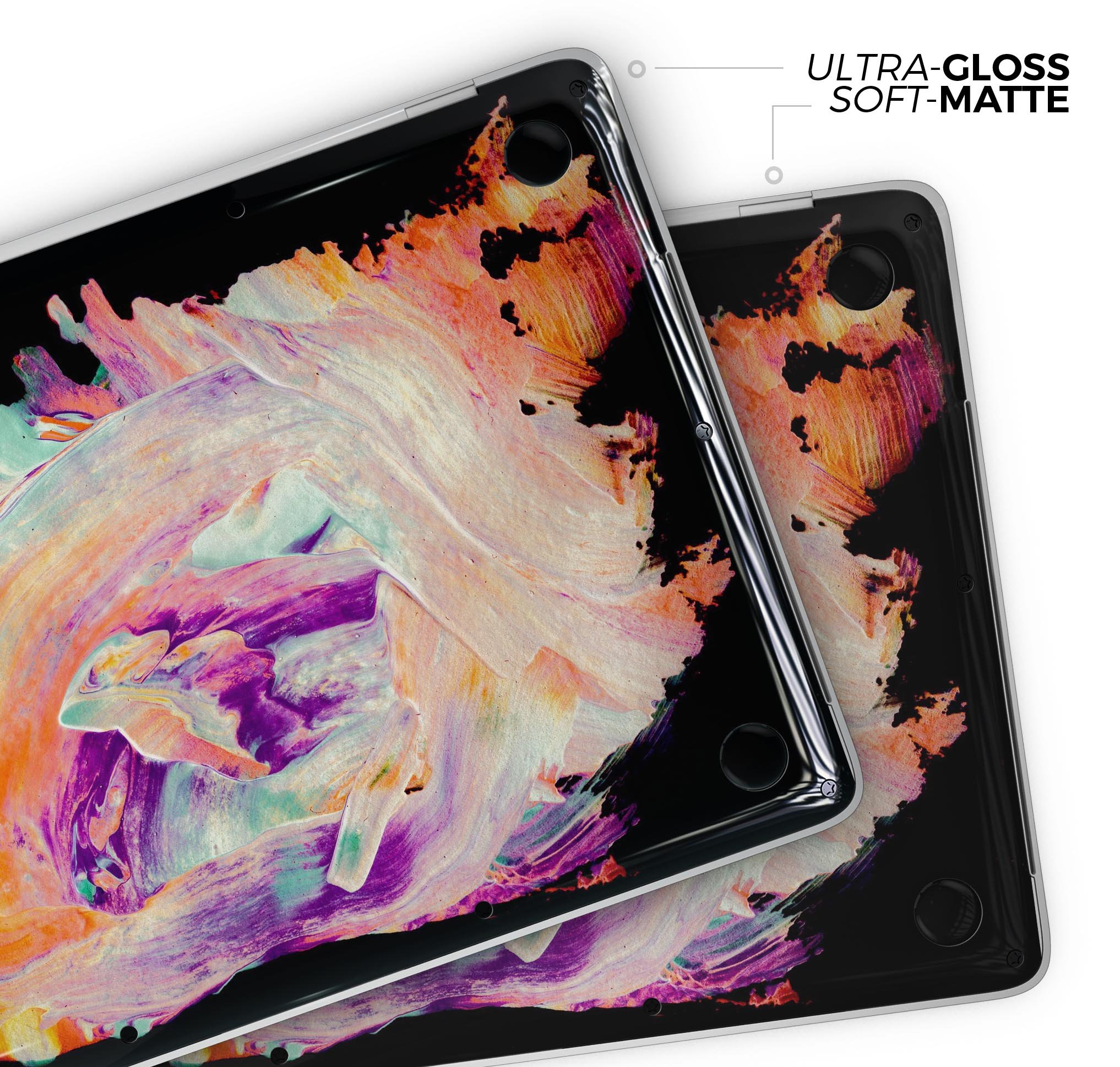Liquid Abstract Paint V35 skin decal wrap kit for MacBook, showcasing vibrant colors and a sleek design.