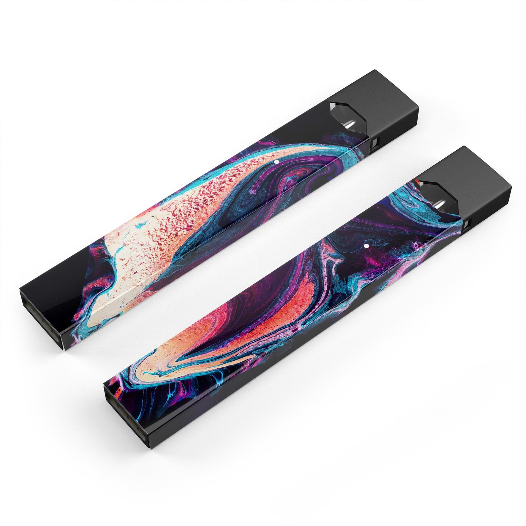 Liquid Abstract Paint V38 skin-wrap sticker designed for JUUL vaping device, showcasing vibrant colors and a sleek finish.