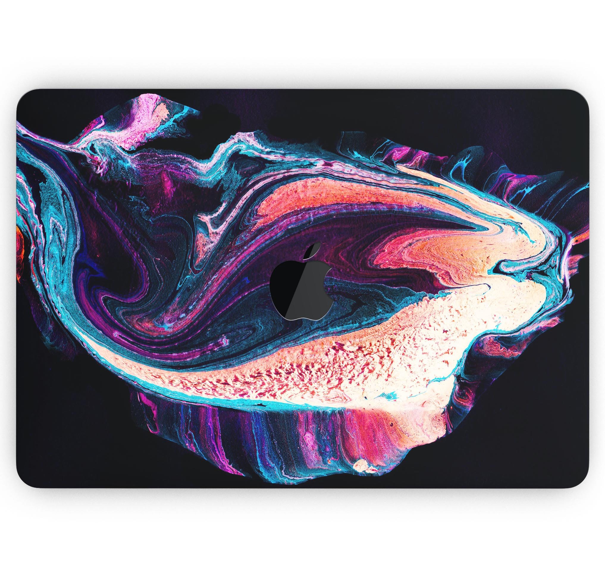 Liquid Abstract Paint V38 skin decal wrap kit for Apple MacBook, showcasing vibrant colors and a sleek design.
