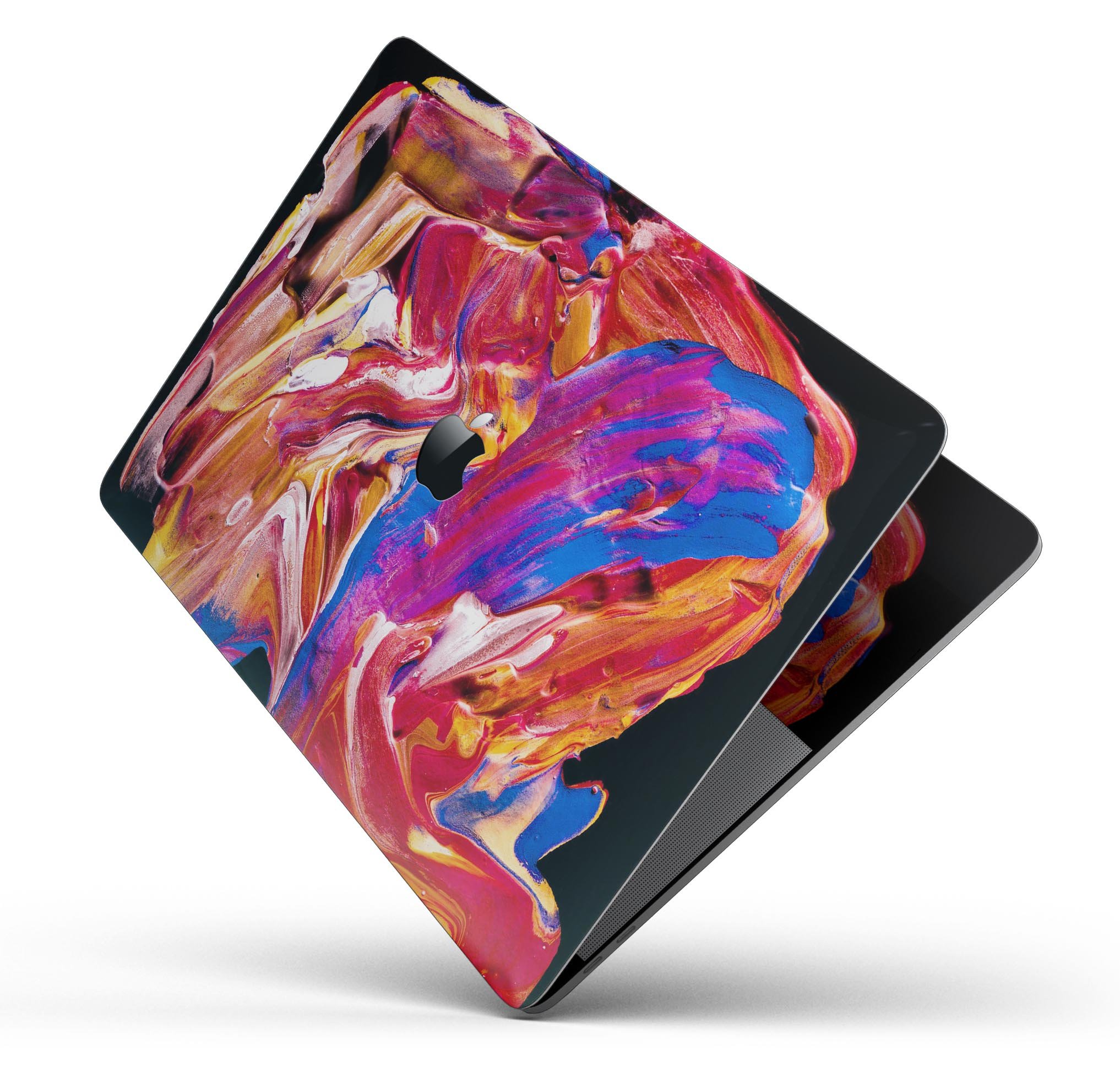 Liquid Abstract Paint V44 skin decal wrap kit for MacBook, showcasing vibrant colors and a sleek design.