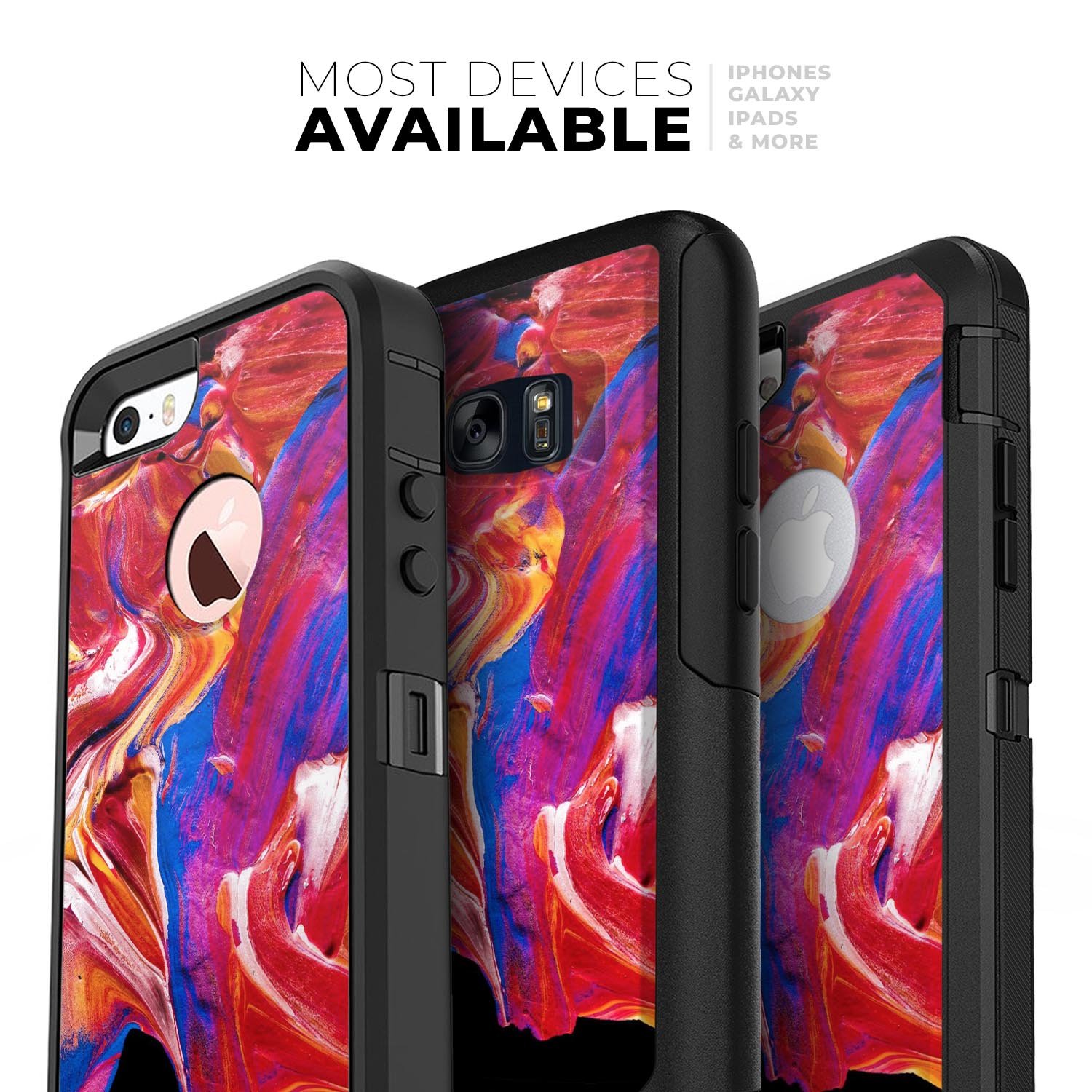 Liquid Abstract Paint V44 Skin Kit for iPhone OtterBox Cases featuring vibrant abstract design and premium 3M materials.