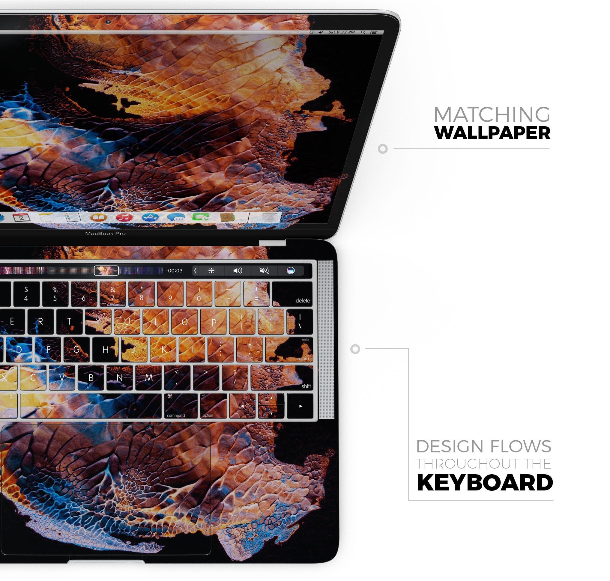 Liquid Abstract Paint V40 skin decal wrap kit for MacBook, showcasing vibrant colors and a sleek design.