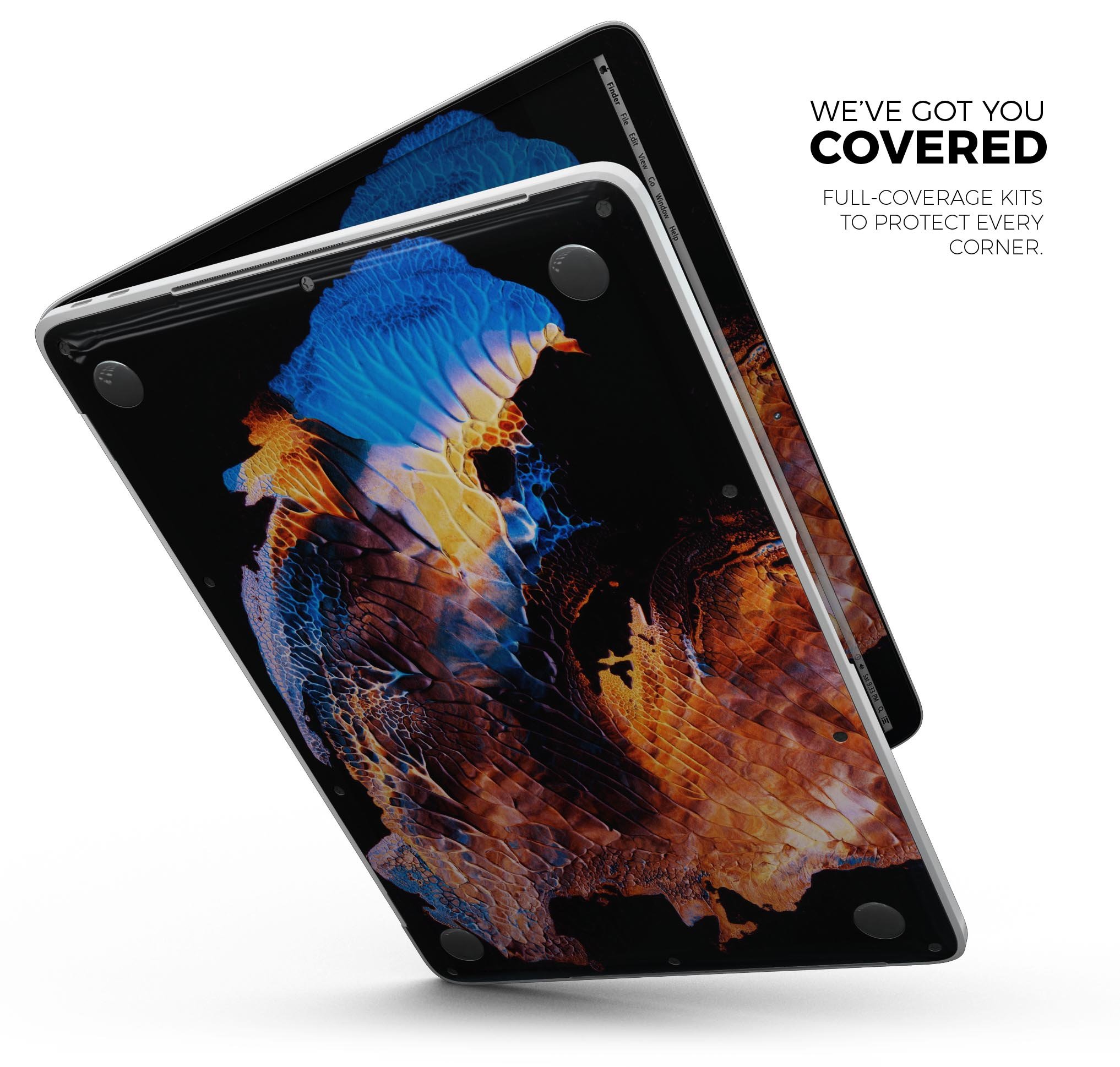 Liquid Abstract Paint V40 skin decal wrap kit for MacBook, showcasing vibrant colors and a sleek design.