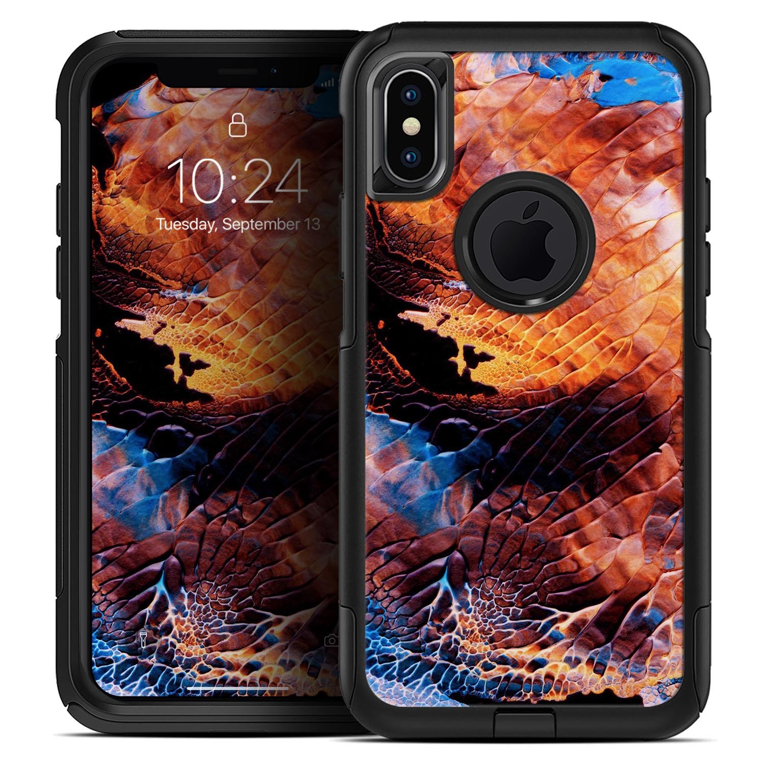 Liquid Abstract Paint V40 Skin Kit for iPhone OtterBox Cases featuring vibrant abstract design and premium 3M materials.