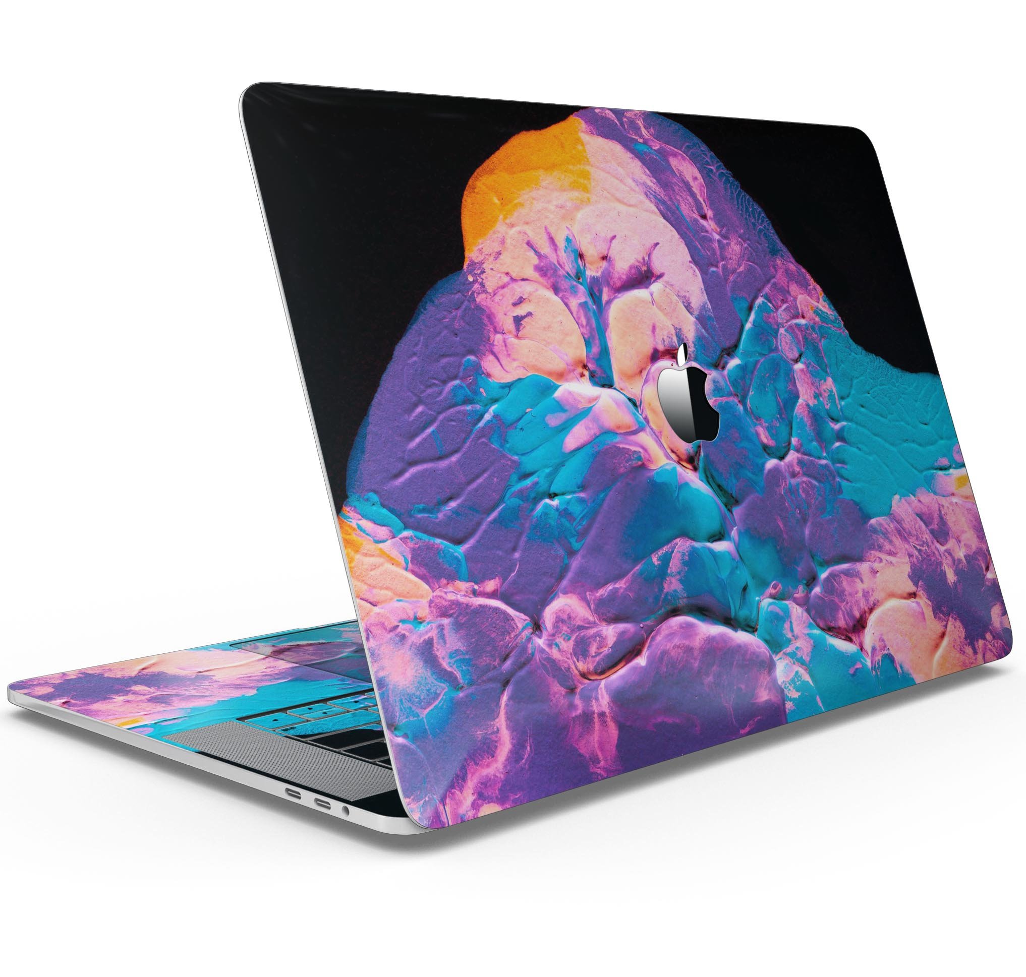 Liquid Abstract Paint V41 skin decal wrap kit for Apple MacBook, showcasing vibrant colors and a sleek design.