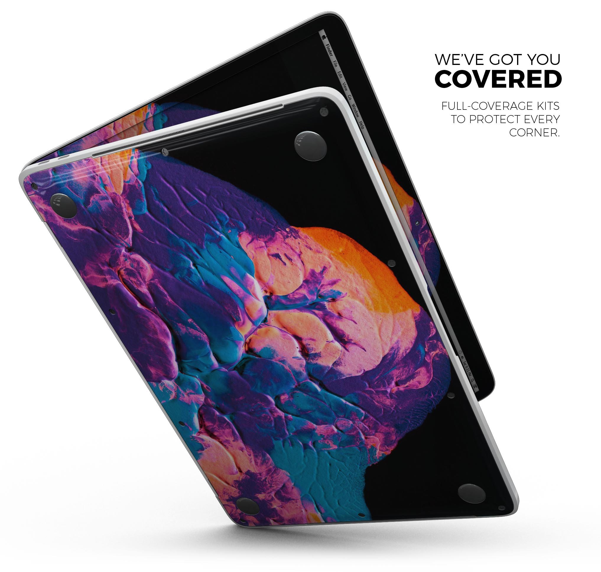 Liquid Abstract Paint V41 skin decal wrap kit for Apple MacBook, showcasing vibrant colors and a sleek design.
