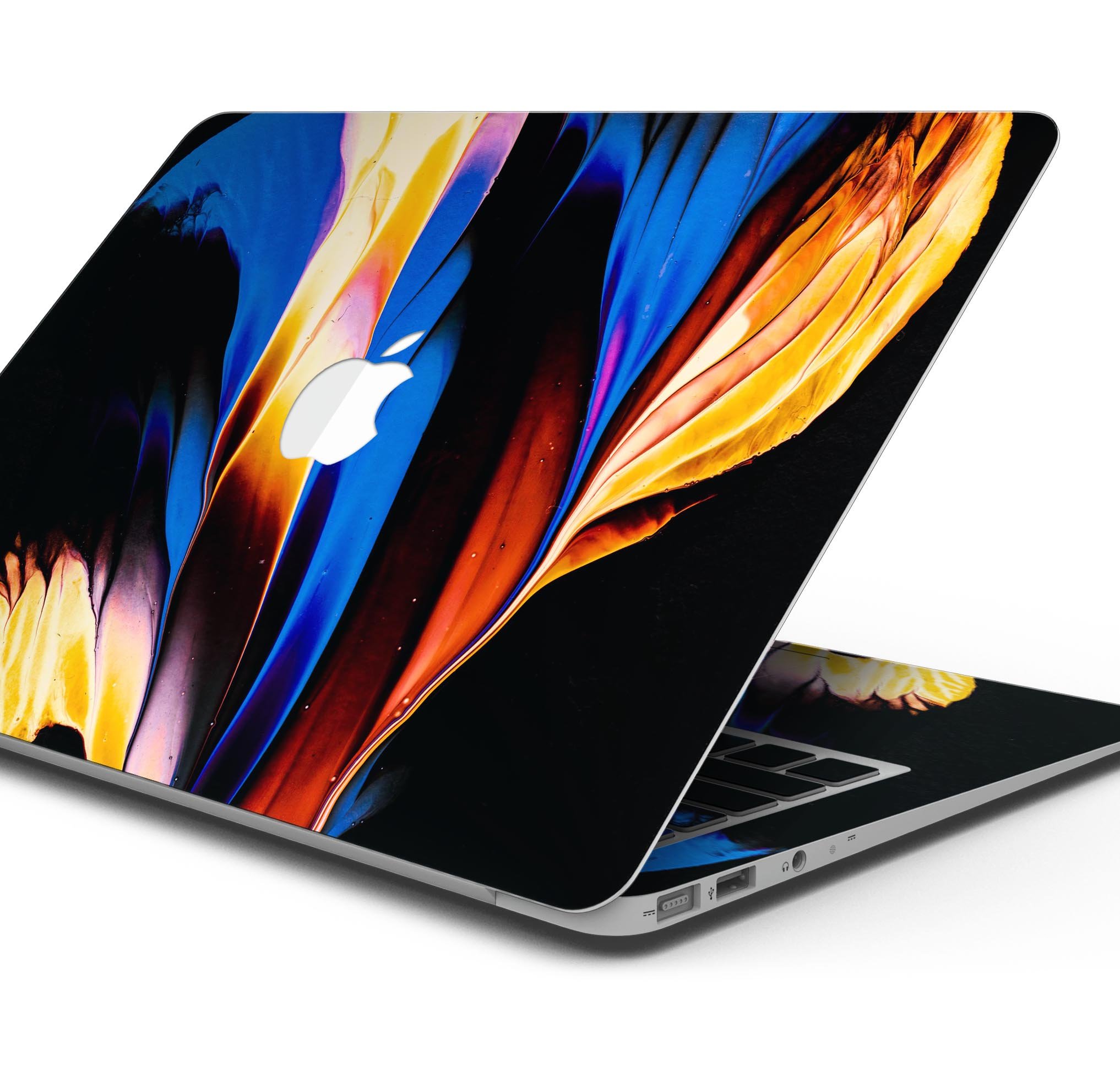 Liquid Abstract Paint V42 skin decal wrap kit for Apple MacBook, showcasing vibrant colors and a sleek design.