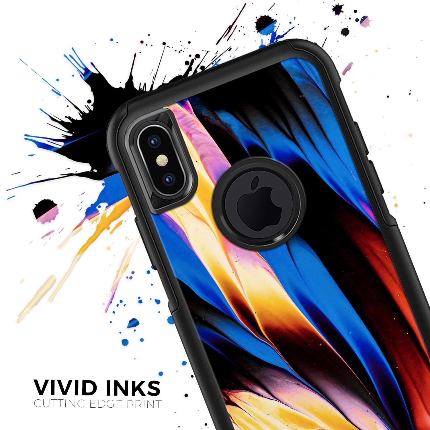 Liquid Abstract Paint V42 Skin Kit for iPhone OtterBox Cases featuring vibrant abstract design and premium 3M materials.