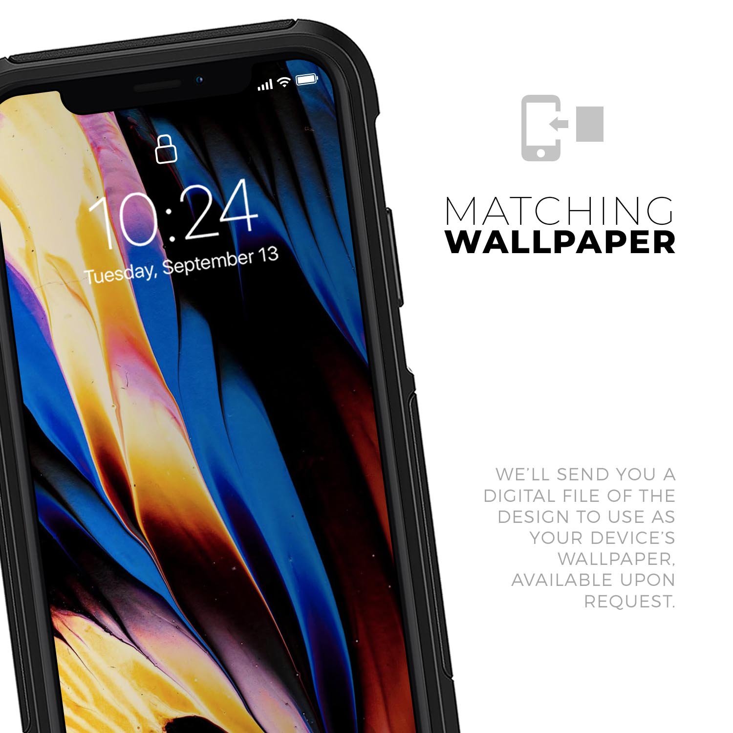 Liquid Abstract Paint V42 Skin Kit for iPhone OtterBox Cases featuring vibrant abstract design and premium 3M materials.