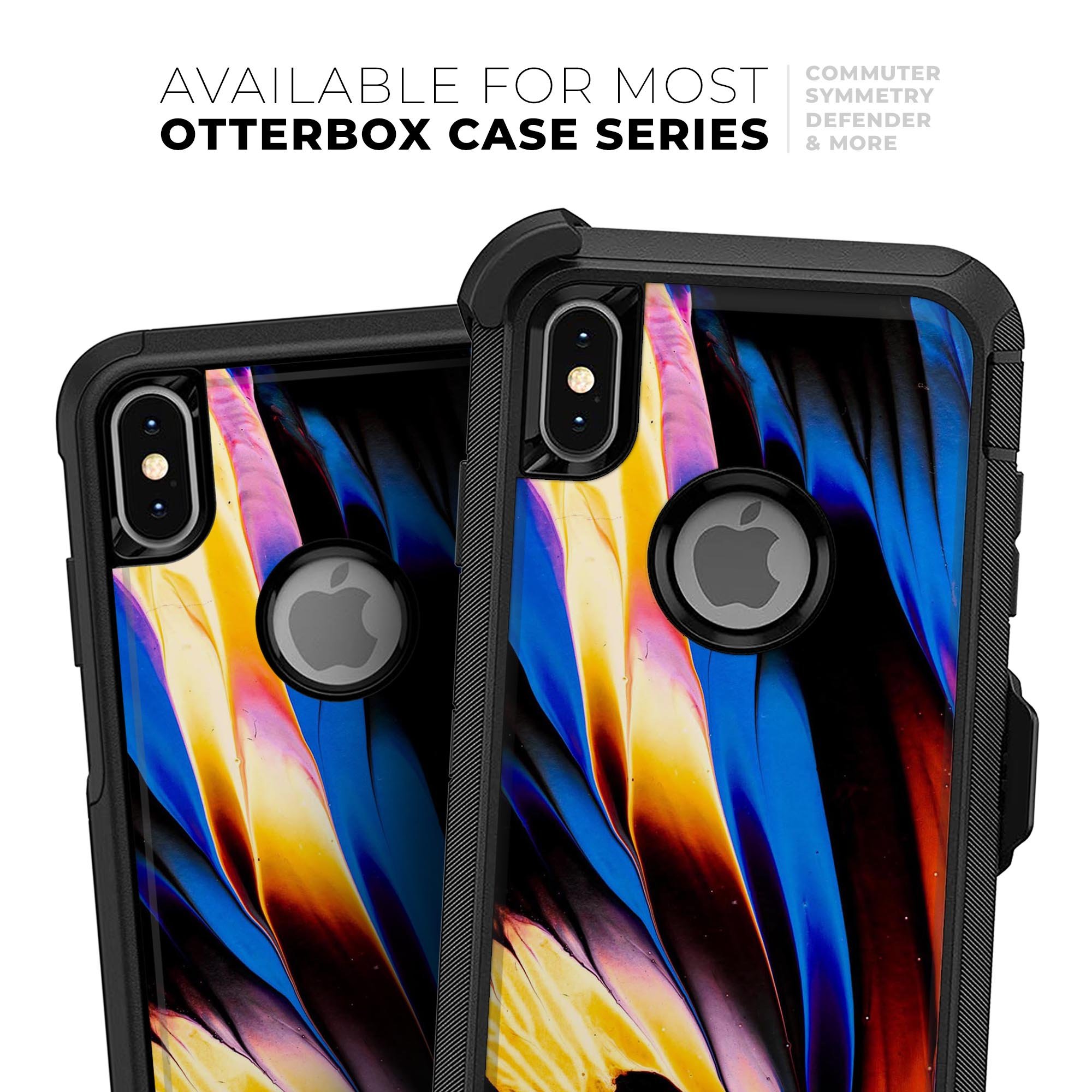 Liquid Abstract Paint V42 Skin Kit for iPhone OtterBox Cases featuring vibrant abstract design and premium 3M materials.