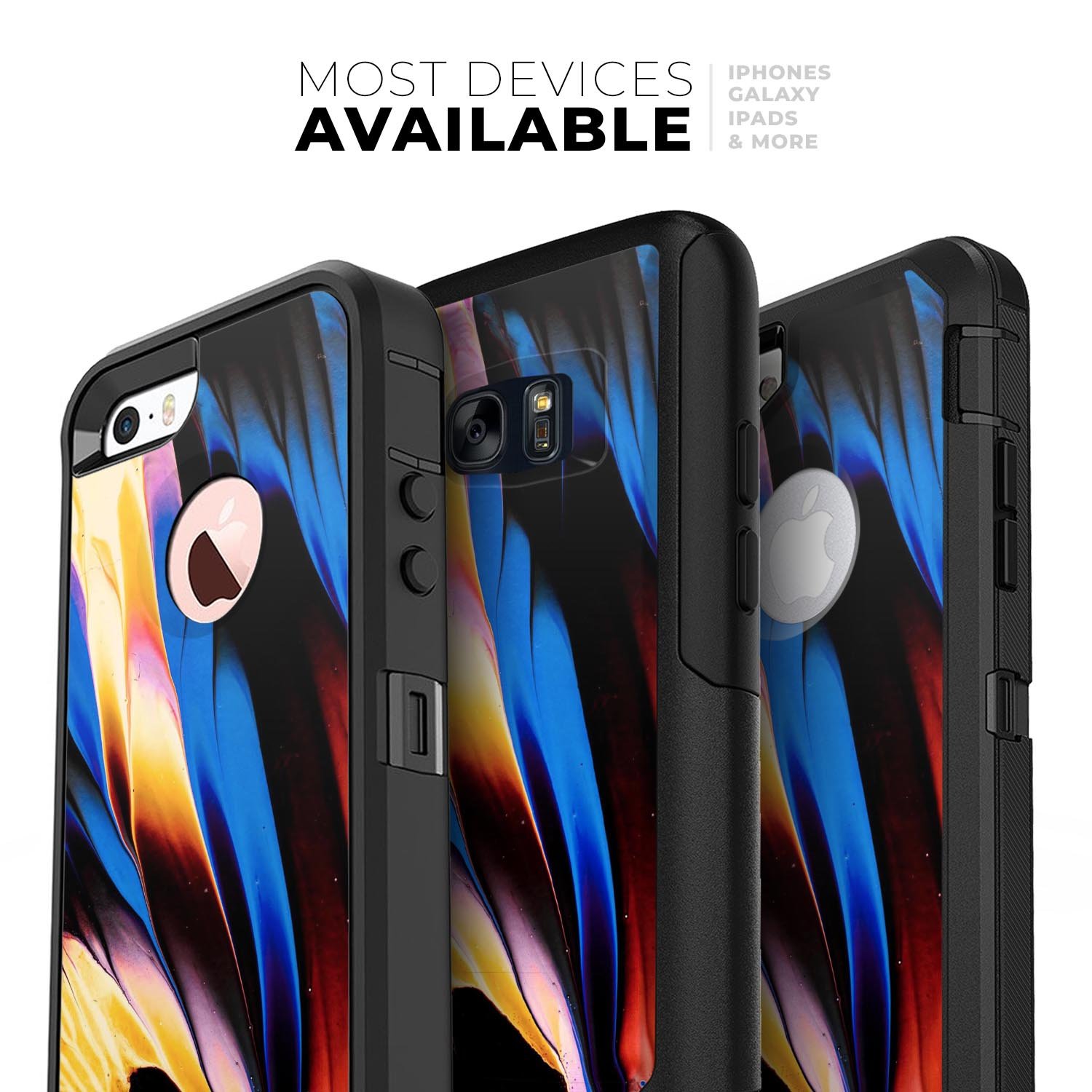 Liquid Abstract Paint V42 Skin Kit for iPhone OtterBox Cases featuring vibrant abstract design and premium 3M materials.