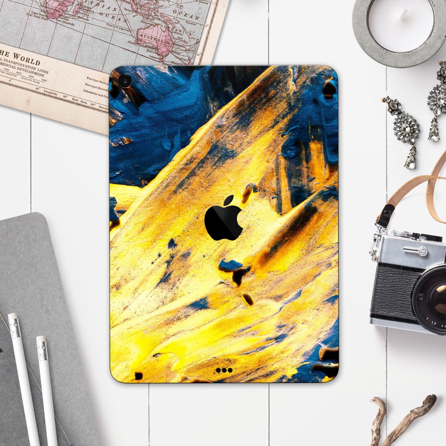 Liquid Abstract Paint V43 skin decal for Apple iPad, showcasing vibrant abstract design and premium 3M material.
