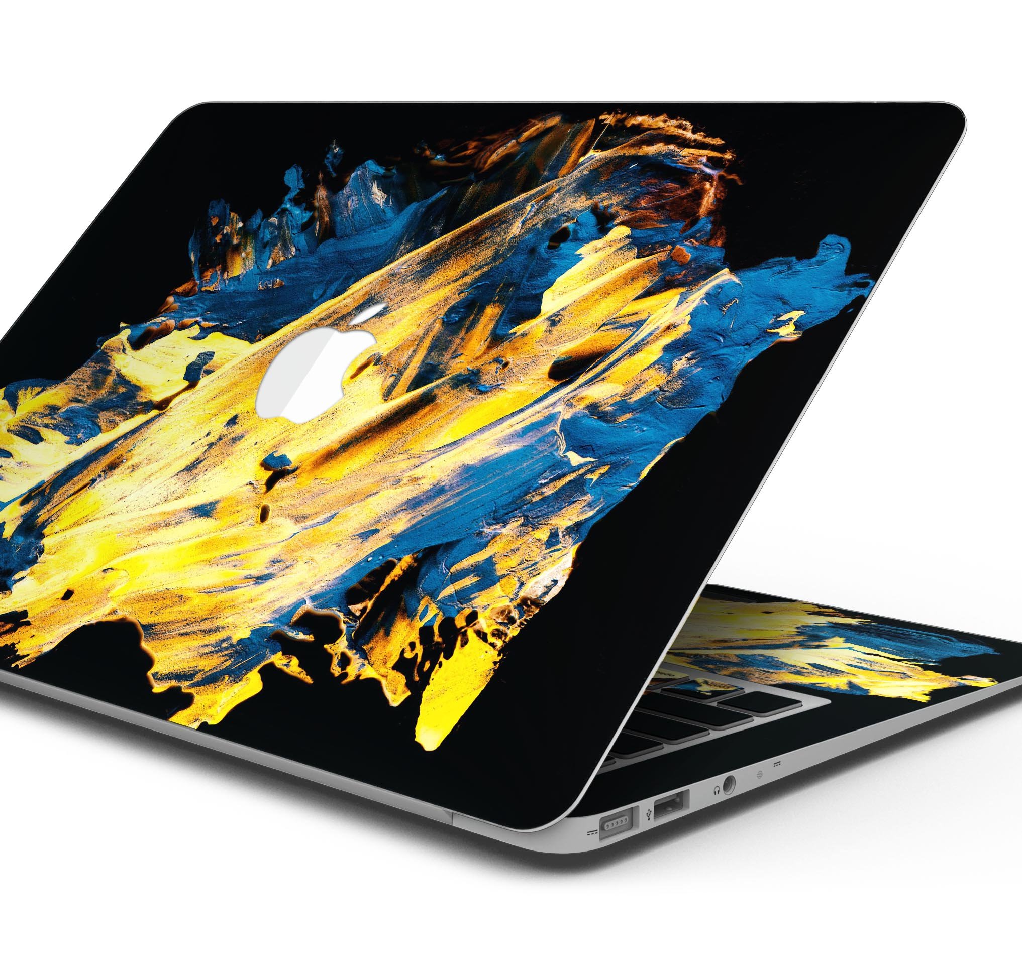 Liquid Abstract Paint V43 skin decal wrap kit for Apple MacBook, showcasing vibrant colors and a sleek design.