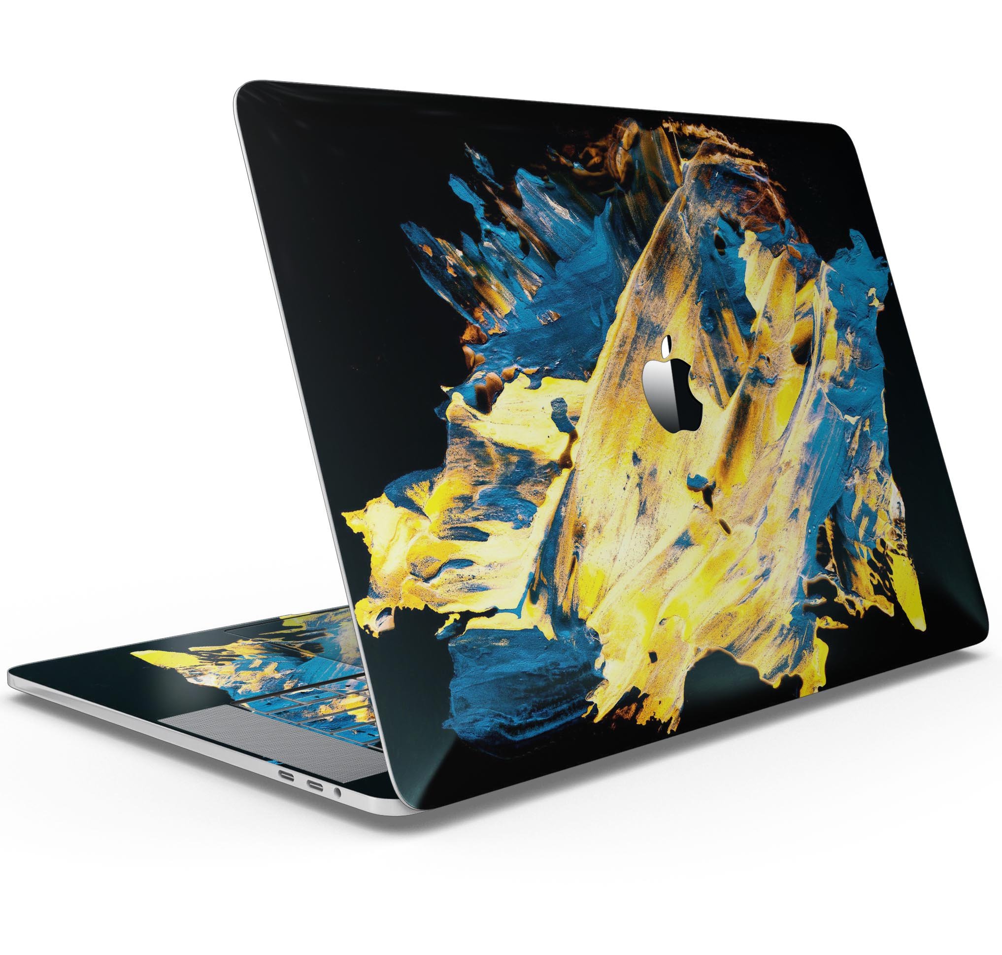 Liquid Abstract Paint V43 skin decal wrap kit for Apple MacBook, showcasing vibrant colors and a sleek design.