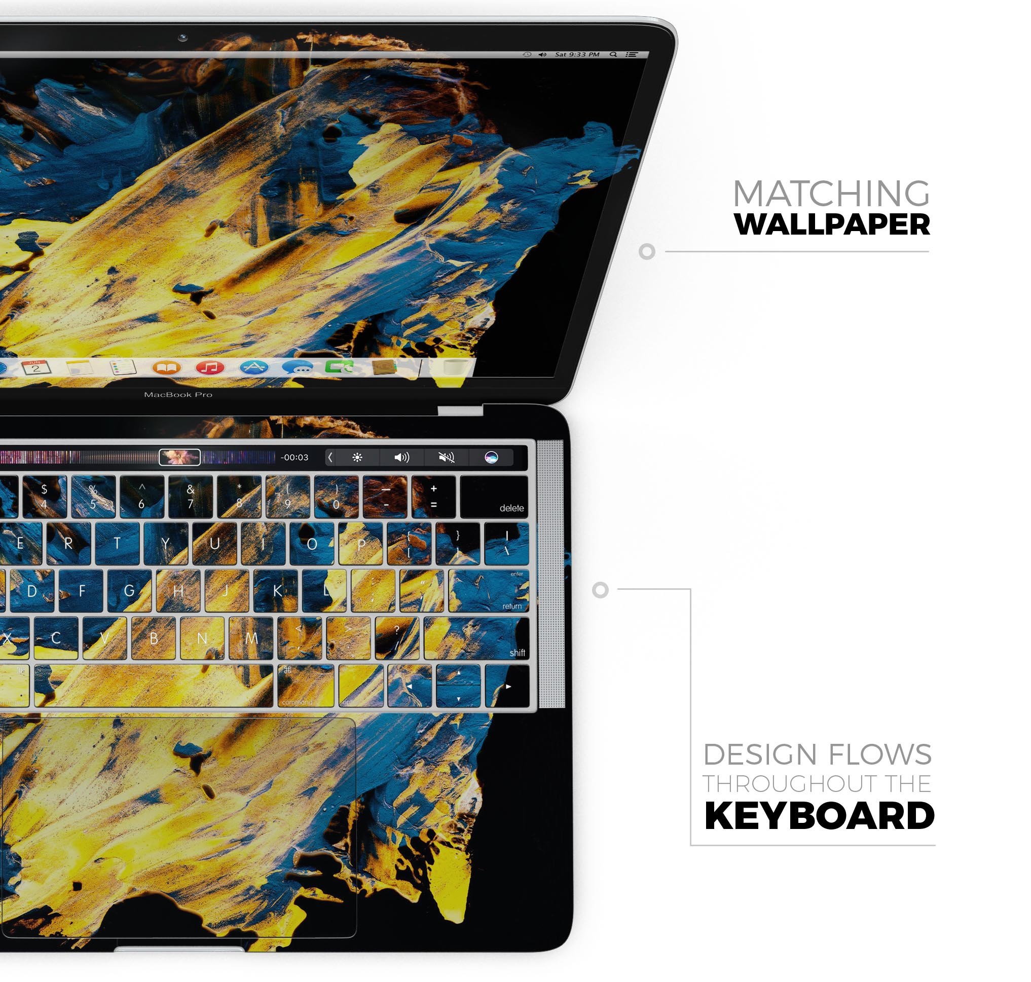Liquid Abstract Paint V43 skin decal wrap kit for Apple MacBook, showcasing vibrant colors and a sleek design.
