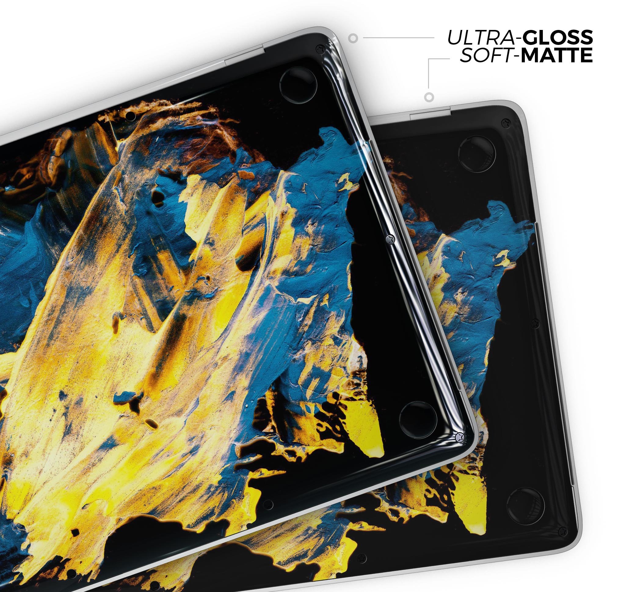 Liquid Abstract Paint V43 skin decal wrap kit for Apple MacBook, showcasing vibrant colors and a sleek design.