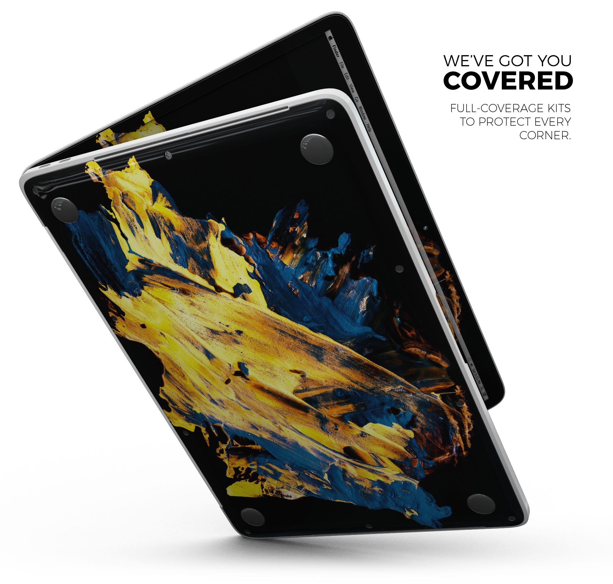 Liquid Abstract Paint V43 skin decal wrap kit for Apple MacBook, showcasing vibrant colors and a sleek design.