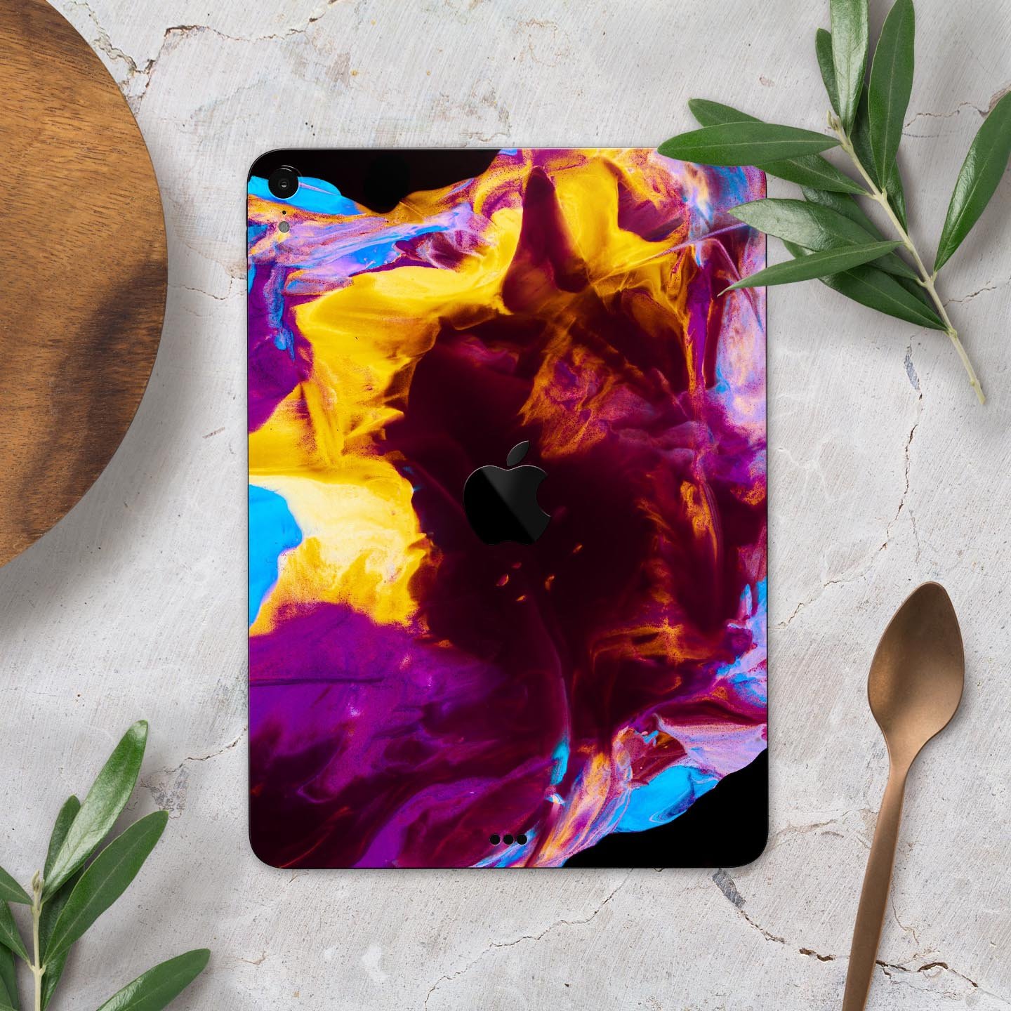 Liquid Abstract Paint V45 skin decal for Apple iPad, showcasing vibrant abstract design and premium 3M material.