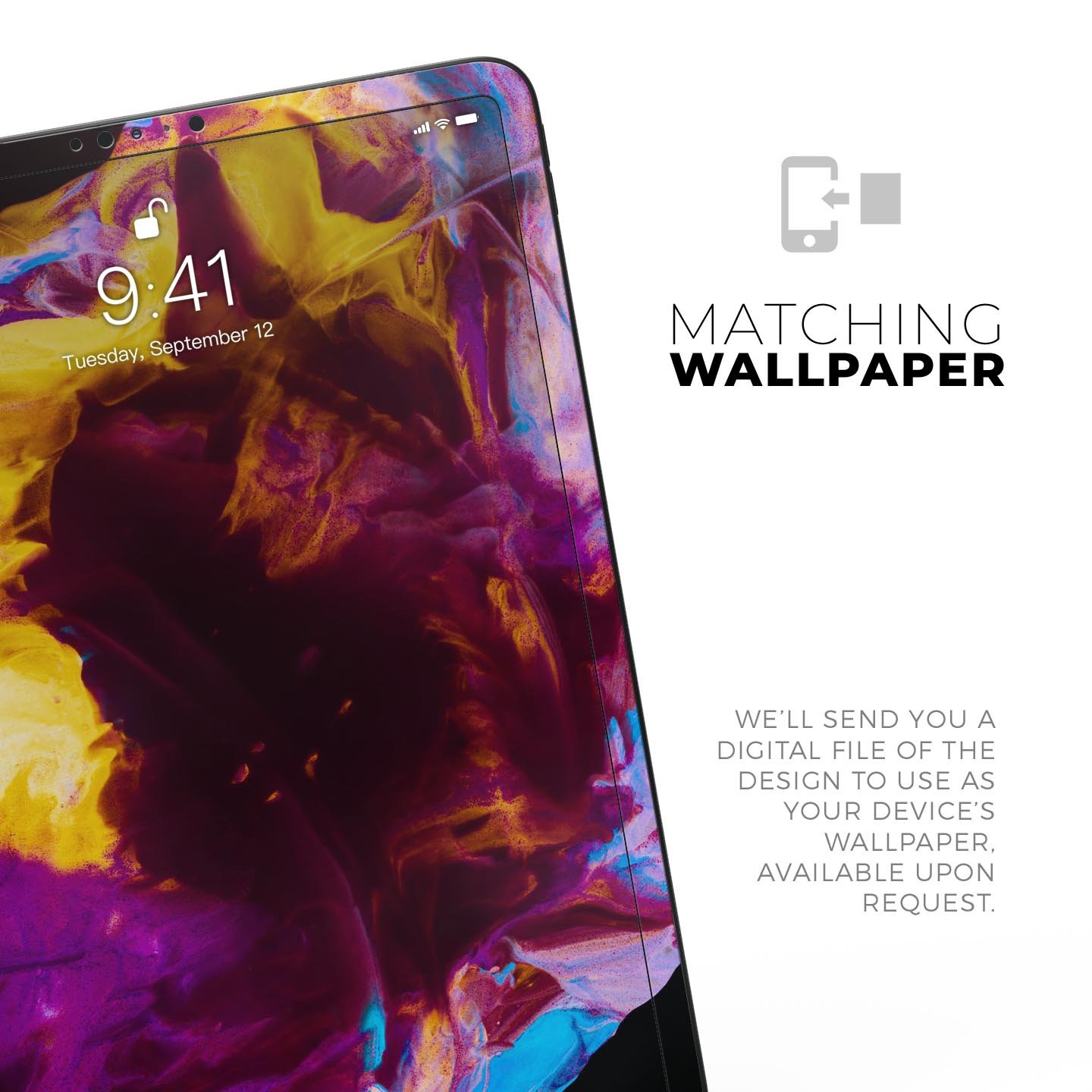 Liquid Abstract Paint V45 skin decal for Apple iPad, showcasing vibrant abstract design and premium 3M material.