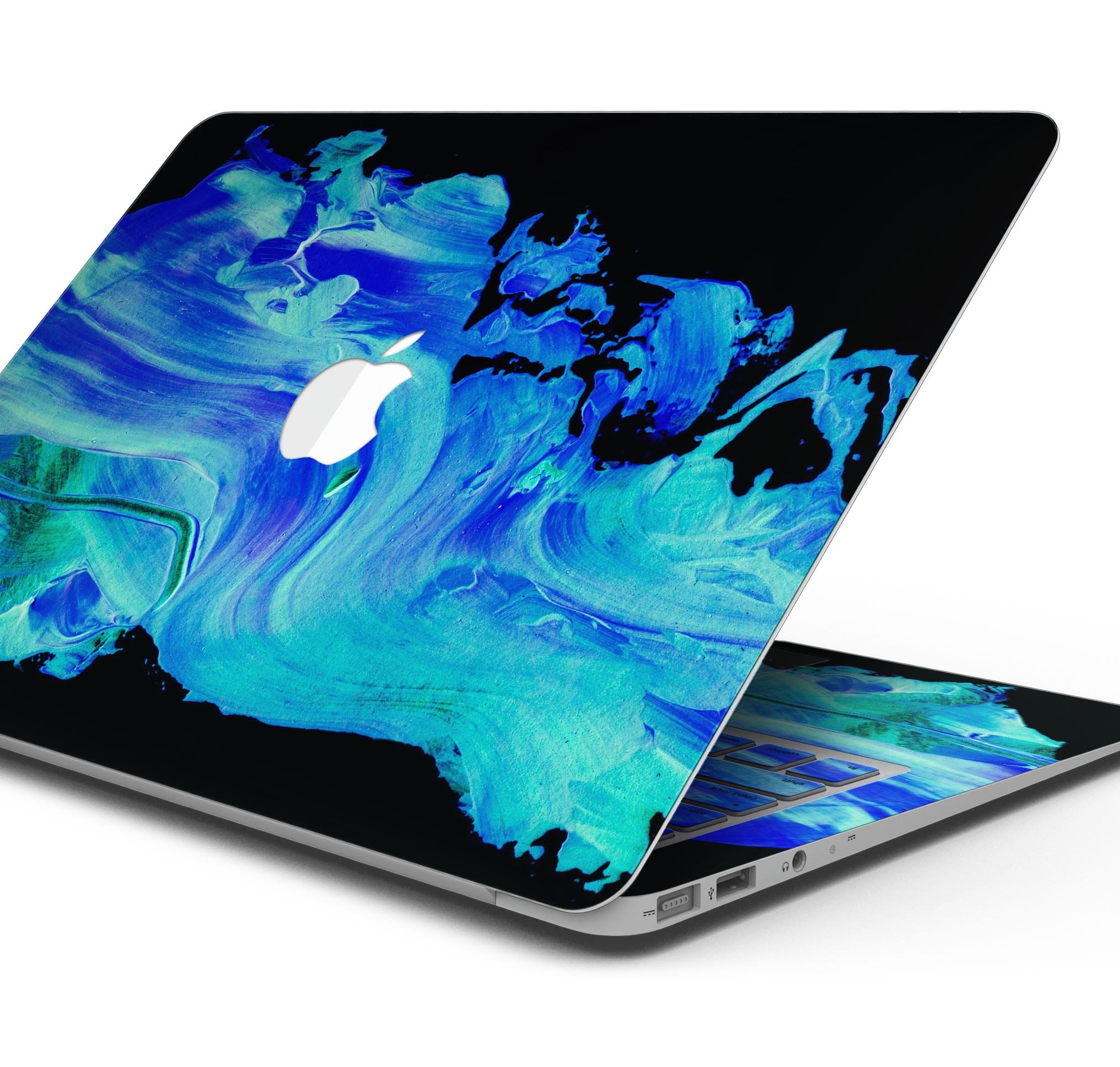 Liquid Abstract Paint V46 skin decal wrap kit for Apple MacBook, showcasing vibrant colors and a sleek design.
