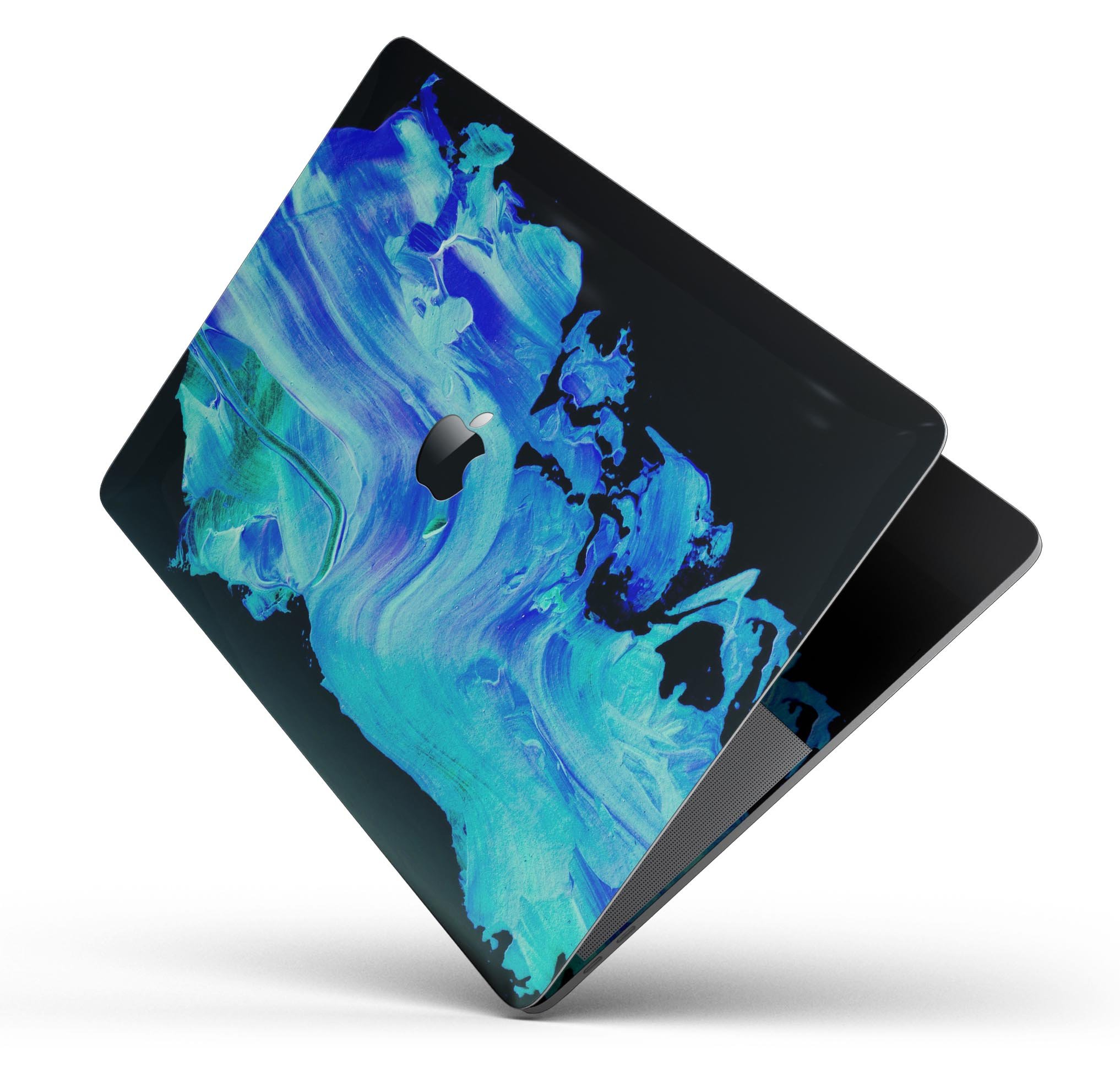 Liquid Abstract Paint V46 skin decal wrap kit for Apple MacBook, showcasing vibrant colors and a sleek design.