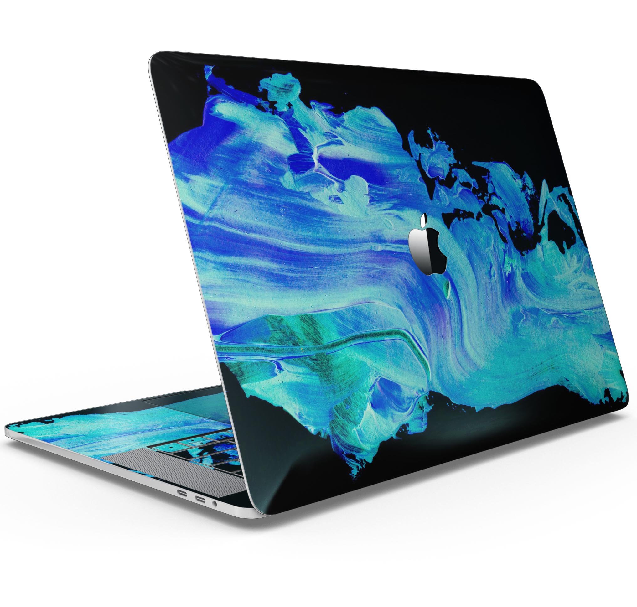 Liquid Abstract Paint V46 skin decal wrap kit for Apple MacBook, showcasing vibrant colors and a sleek design.