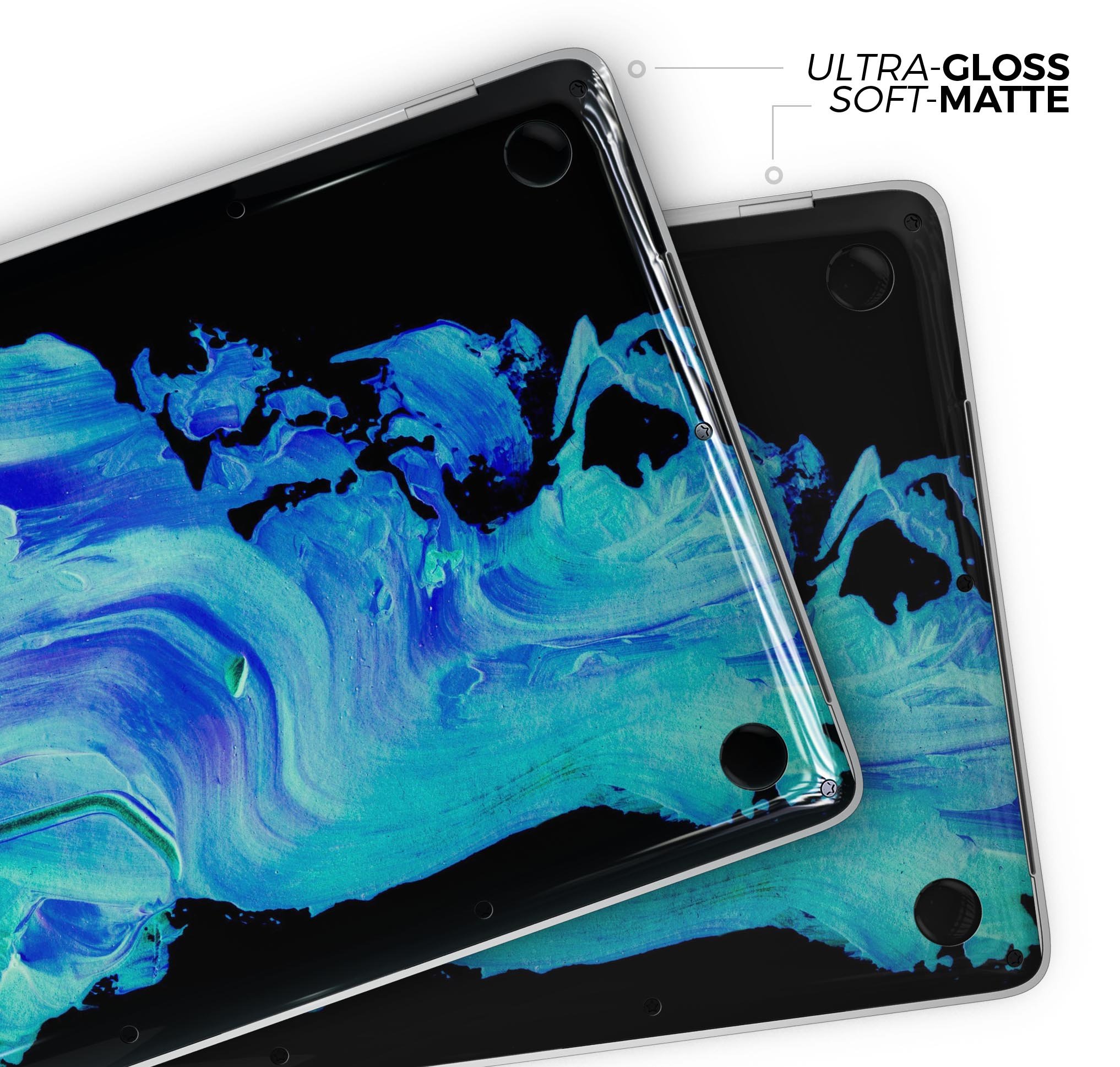 Liquid Abstract Paint V46 skin decal wrap kit for Apple MacBook, showcasing vibrant colors and a sleek design.