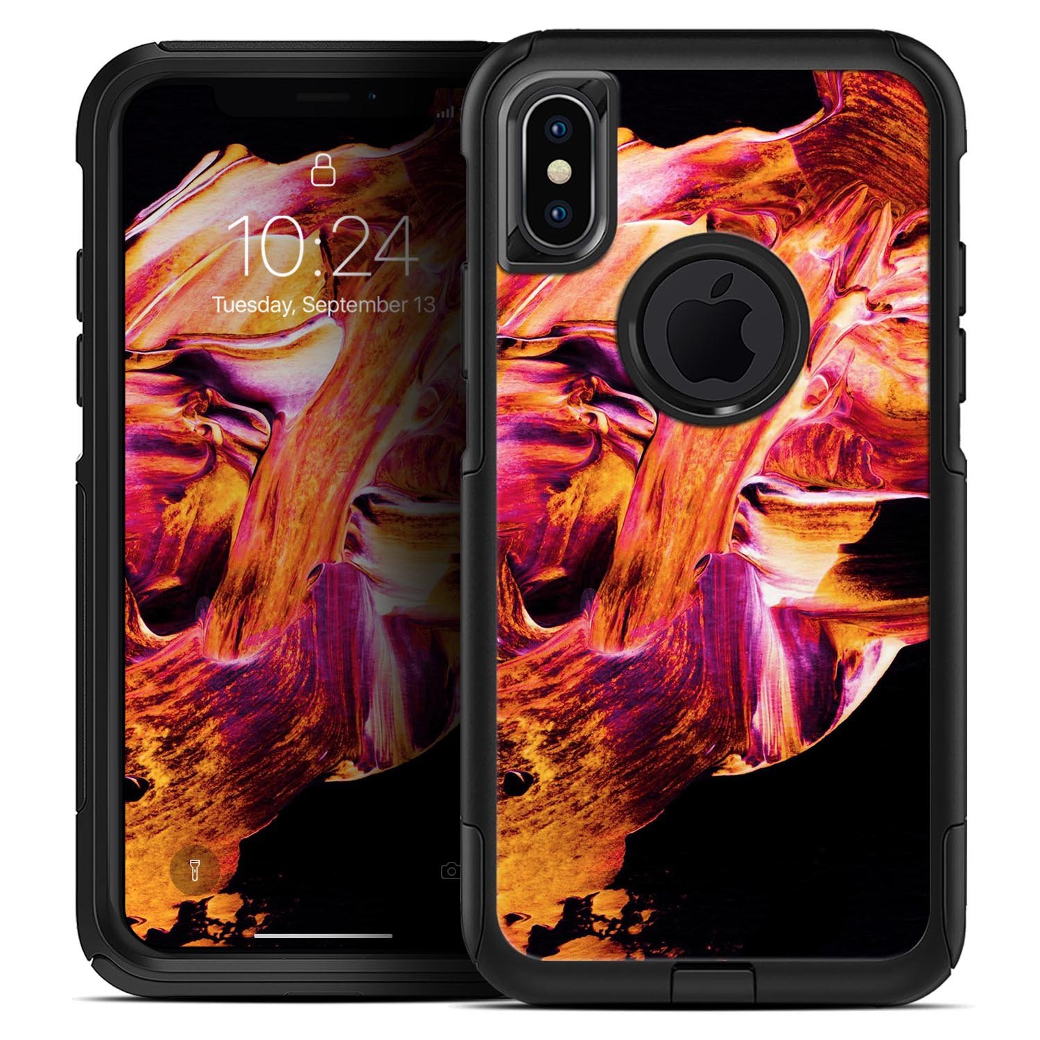 Liquid Abstract Paint V47 Skin Kit for iPhone OtterBox Cases featuring vibrant abstract design and premium 3M materials.