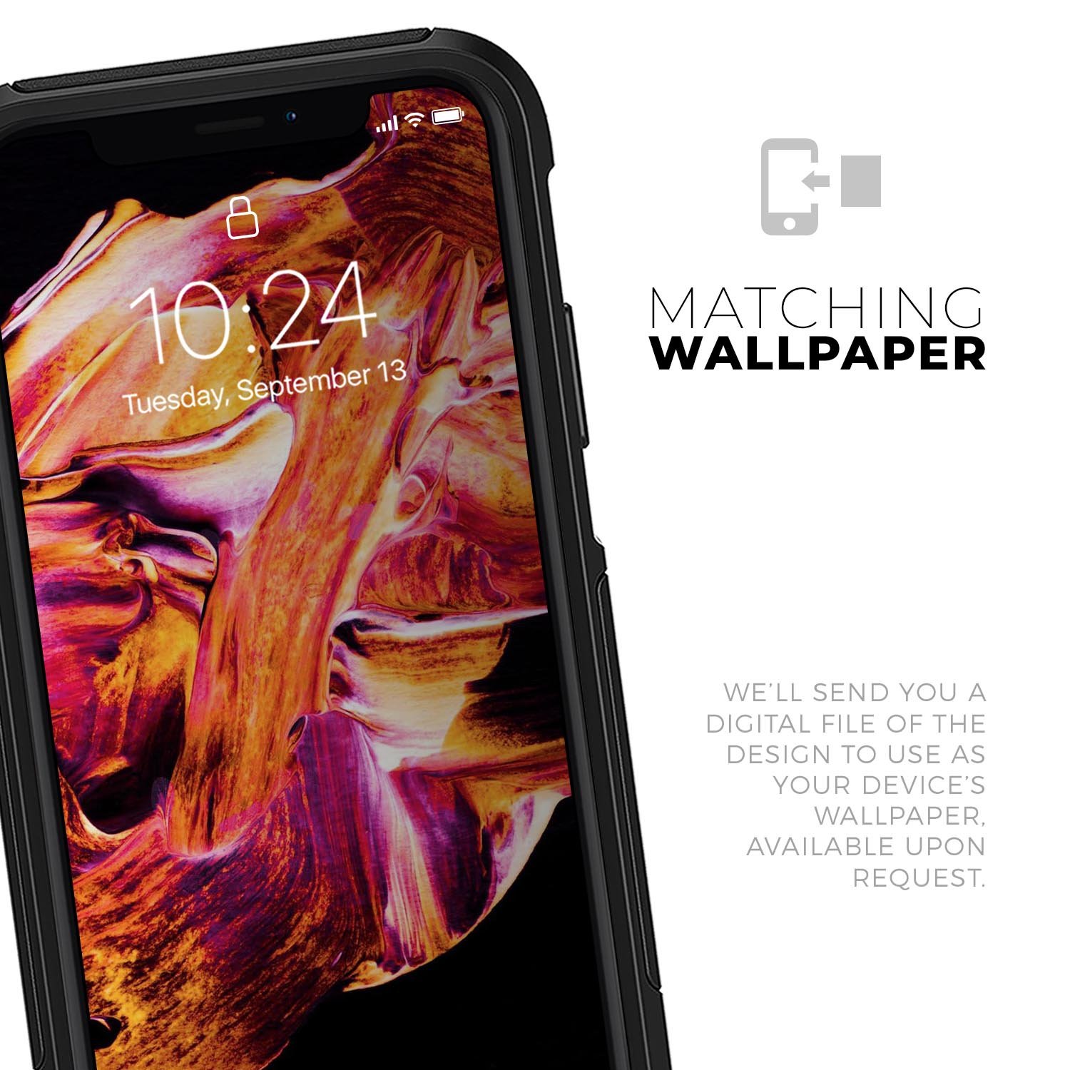 Liquid Abstract Paint V47 Skin Kit for iPhone OtterBox Cases featuring vibrant abstract design and premium 3M materials.