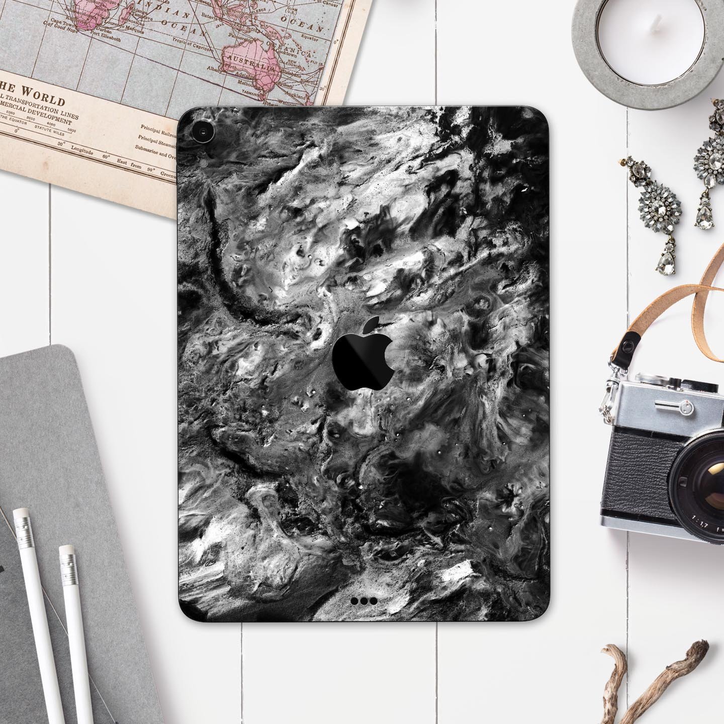 Liquid Abstract Paint V52 skin decal for Apple iPad, showcasing vibrant colors and premium 3M material.