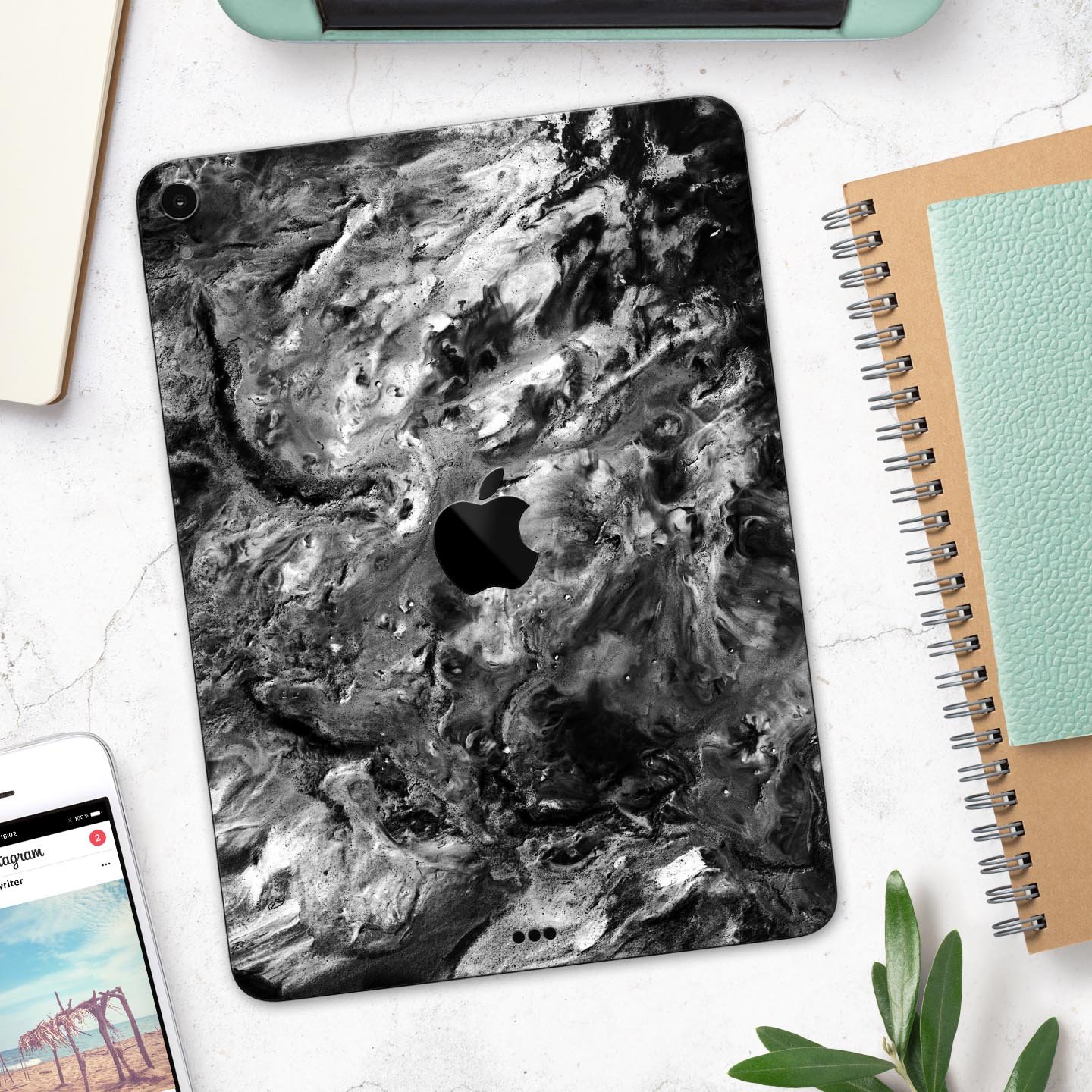 Liquid Abstract Paint V52 skin decal for Apple iPad, showcasing vibrant colors and premium 3M material.