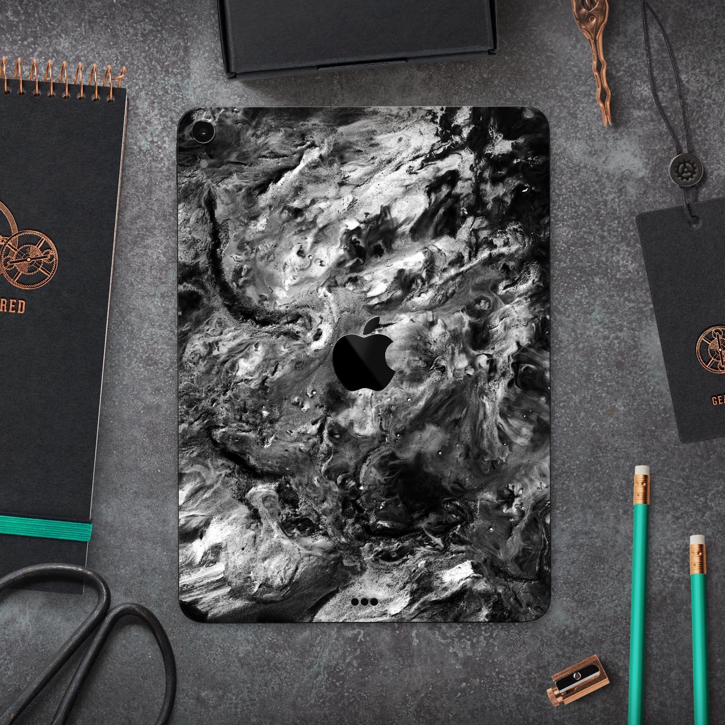 Liquid Abstract Paint V52 skin decal for Apple iPad, showcasing vibrant colors and premium 3M material.