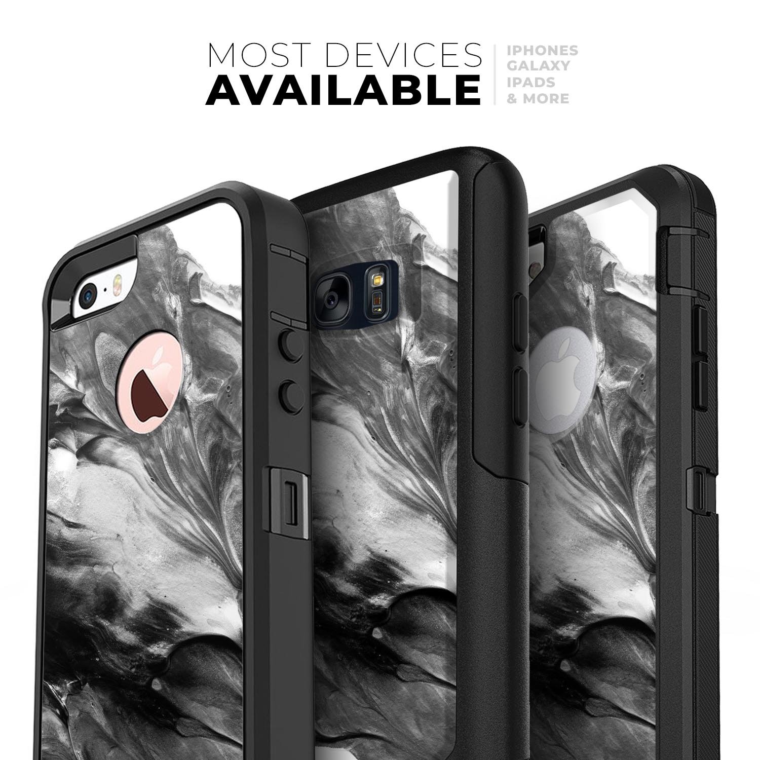 Liquid Abstract Paint V53 Skin Kit for iPhone OtterBox Cases featuring vibrant abstract design and premium 3M materials.