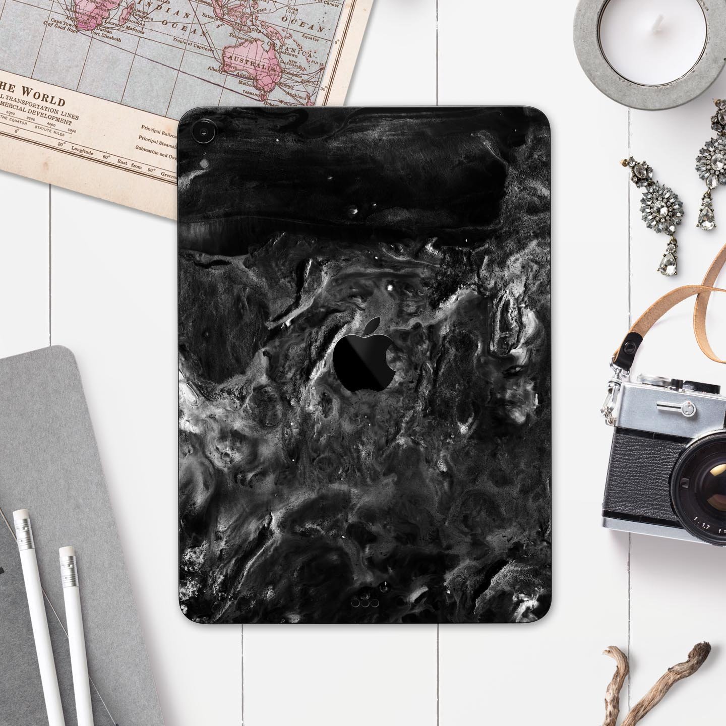 Liquid Abstract Paint V54 skin decal for Apple iPad, showcasing vibrant abstract design and premium 3M material.