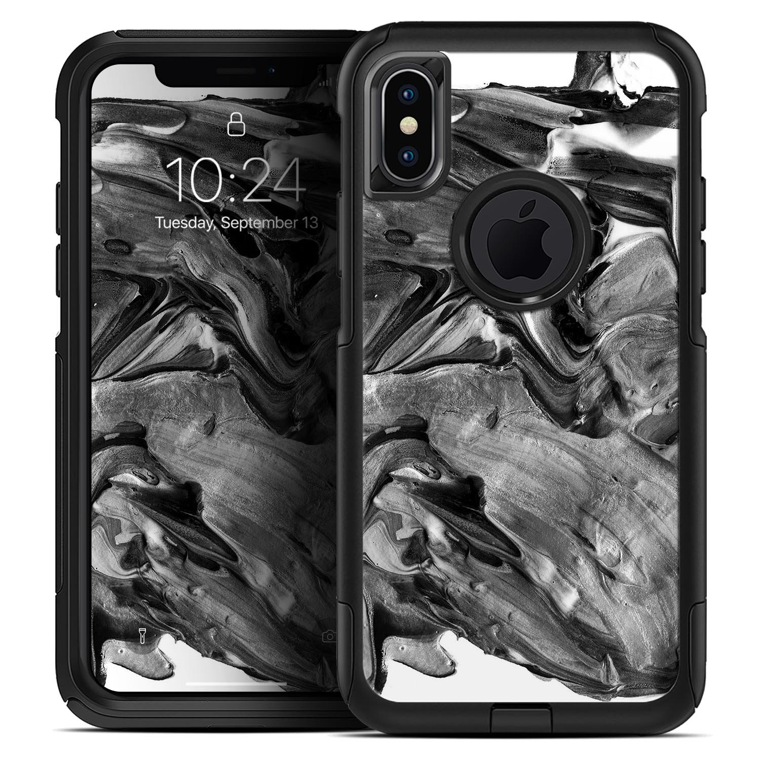 Liquid Abstract Paint V57 Skin Kit for iPhone OtterBox cases featuring vibrant abstract design and premium 3M materials.