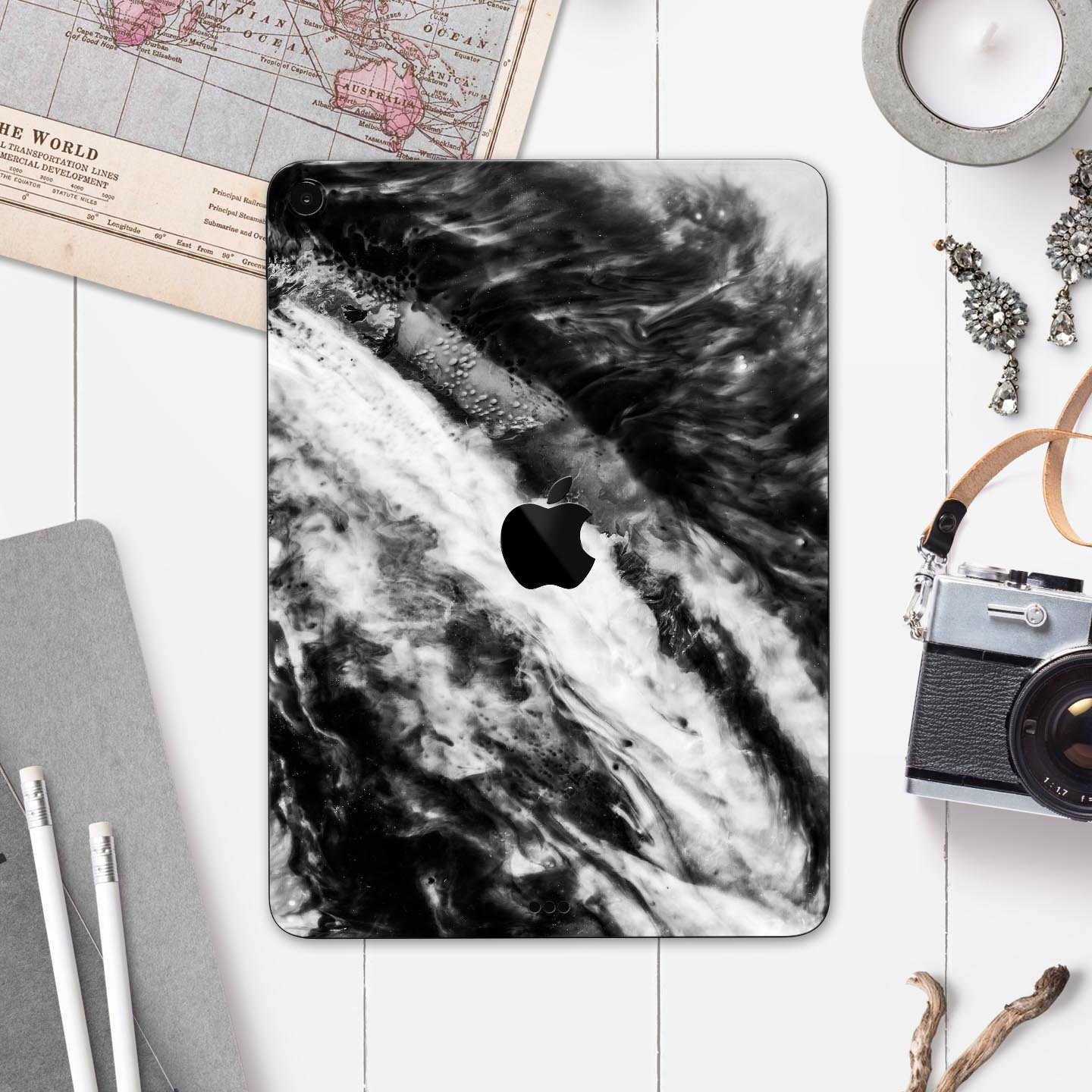 Liquid Abstract Paint V58 skin decal for Apple iPad, showcasing vibrant abstract design and premium 3M material.