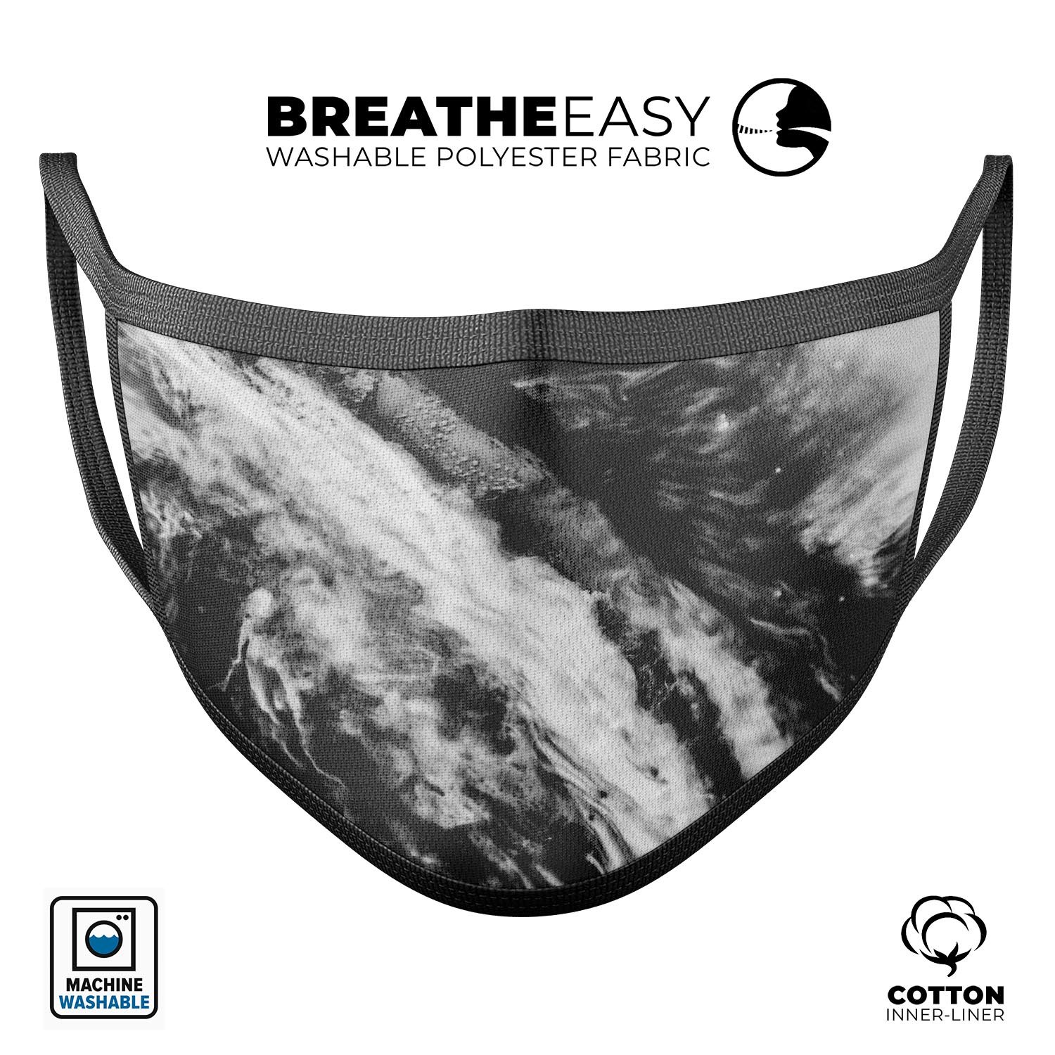 Liquid Abstract Paint V58 face mask featuring vibrant colors and a 3D design, made from 100% cotton and adjustable ear loops.