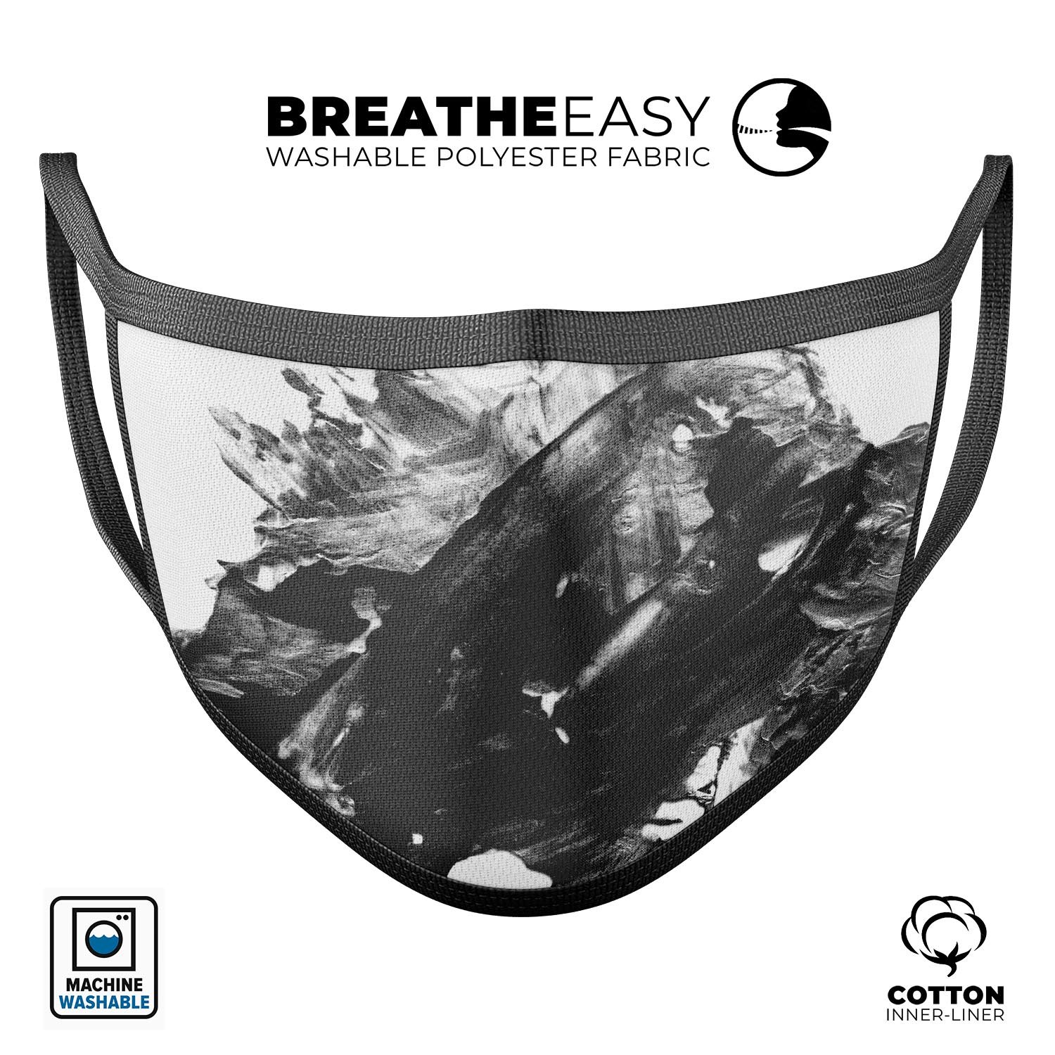 Liquid Abstract Paint V59 face mask featuring a vibrant abstract design, made of soft cotton and memory foam for comfort.