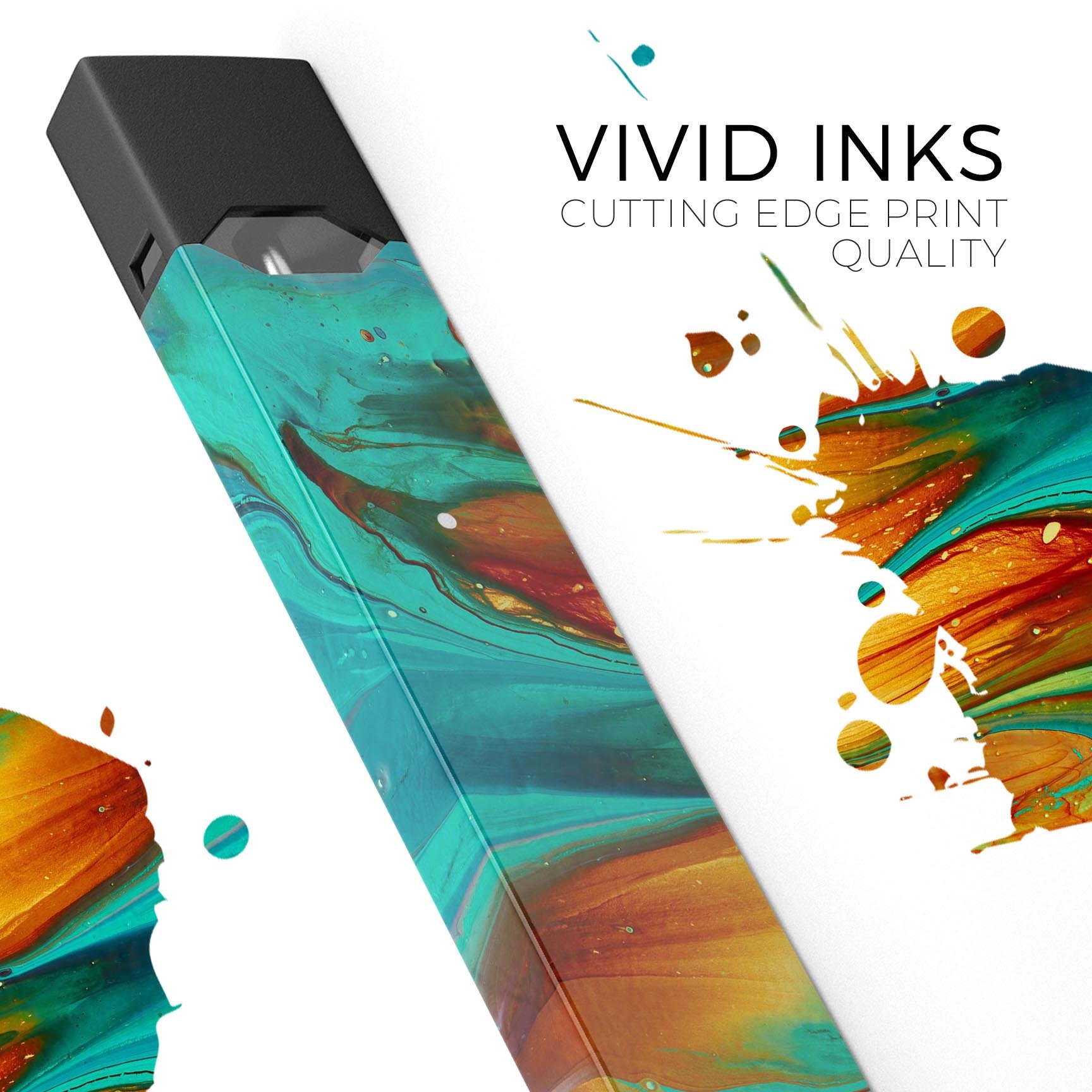 Liquid Abstract Paint V60 skin-wrap sticker designed for JUUL vaping device, showcasing vibrant colors and a sleek design.