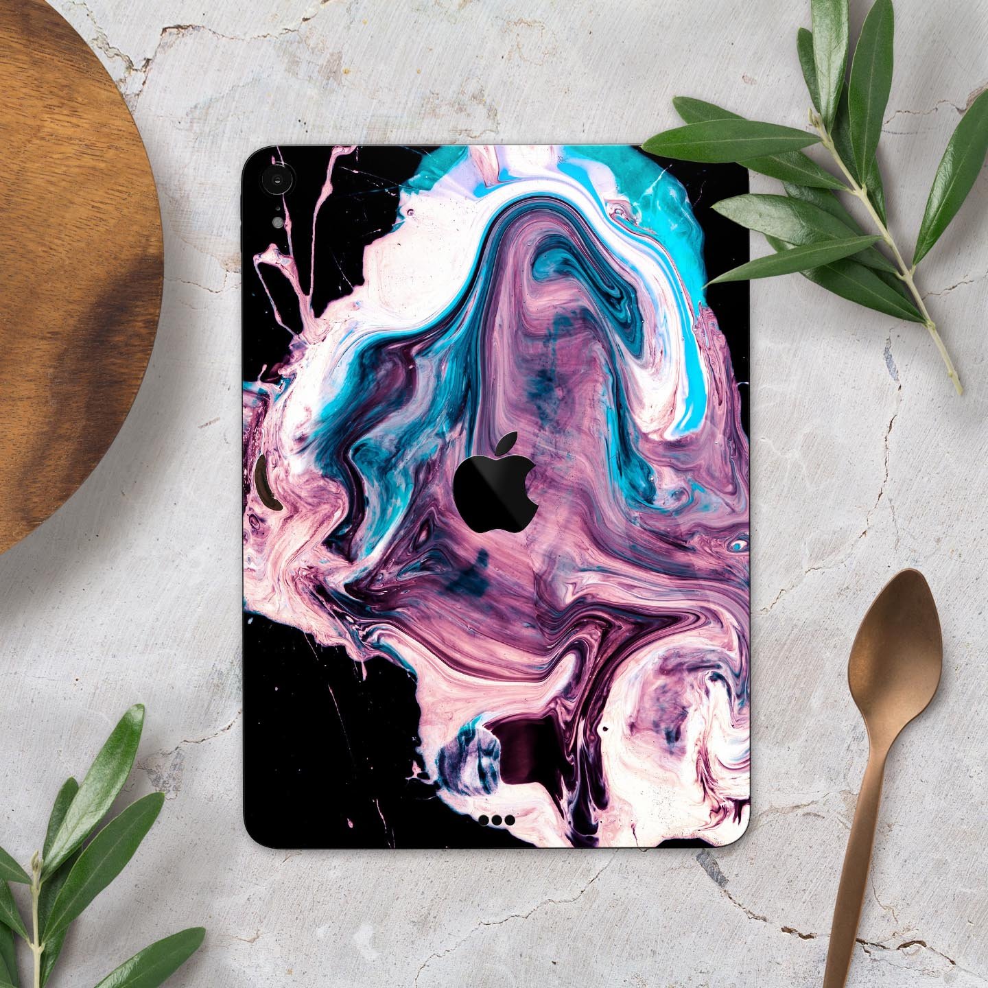 Liquid Abstract Paint V62 skin decal for Apple iPad, showcasing vibrant abstract design and premium 3M material.