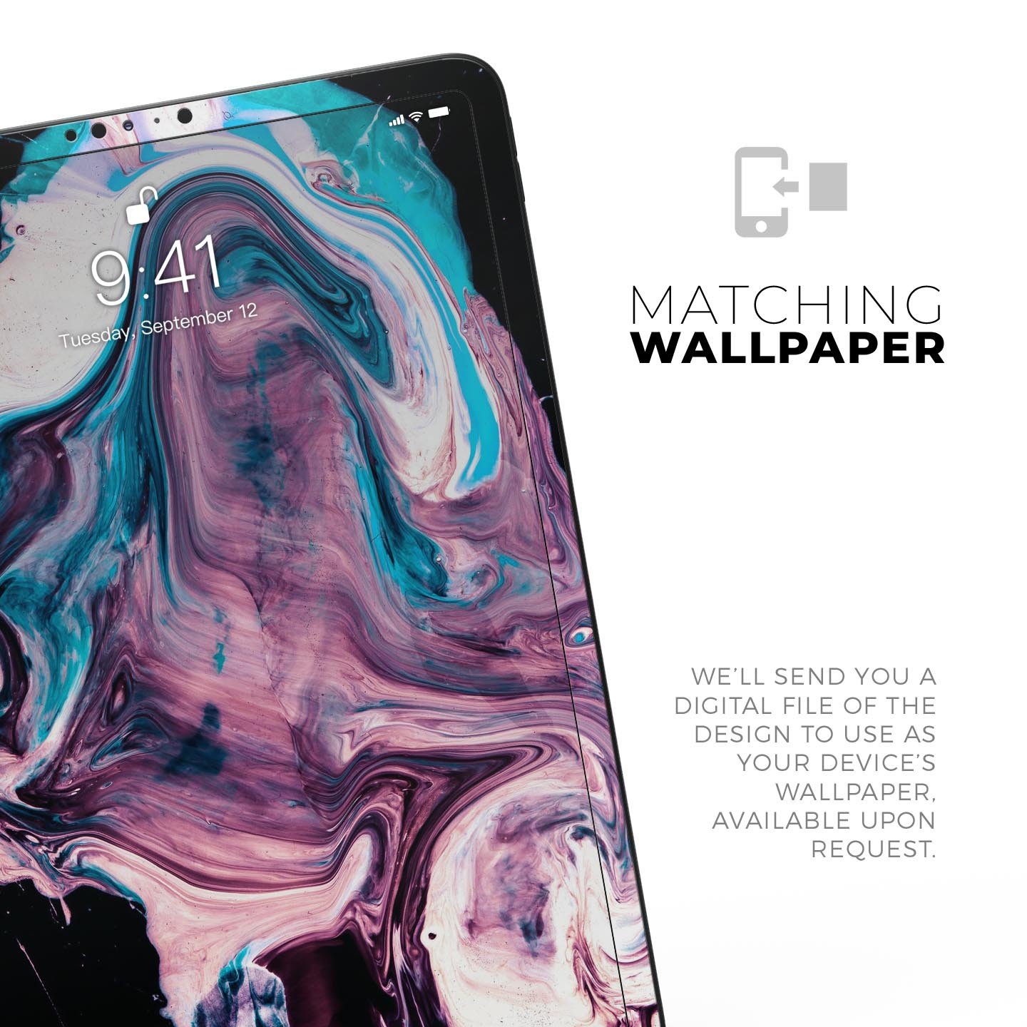 Liquid Abstract Paint V62 skin decal for Apple iPad, showcasing vibrant abstract design and premium 3M material.