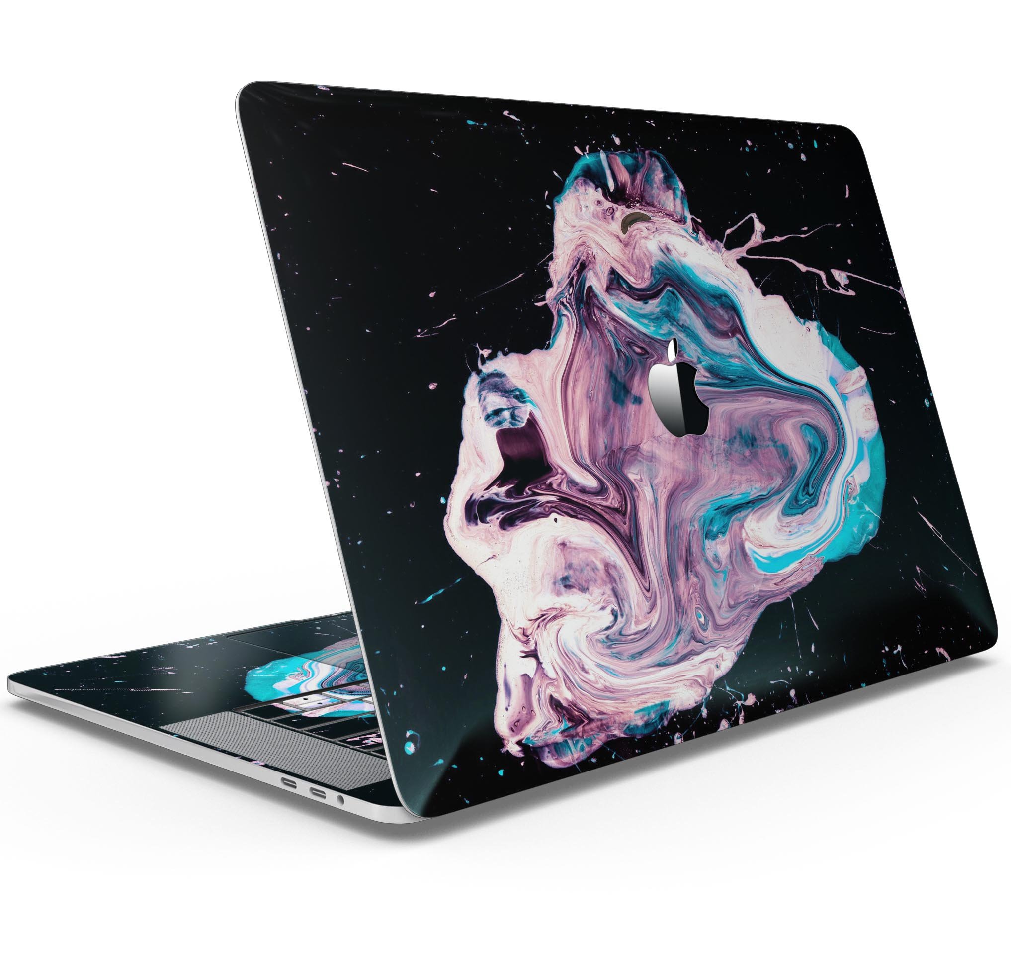 Liquid Abstract Paint V62 skin decal wrap kit for MacBook, showcasing vibrant colors and a sleek design.