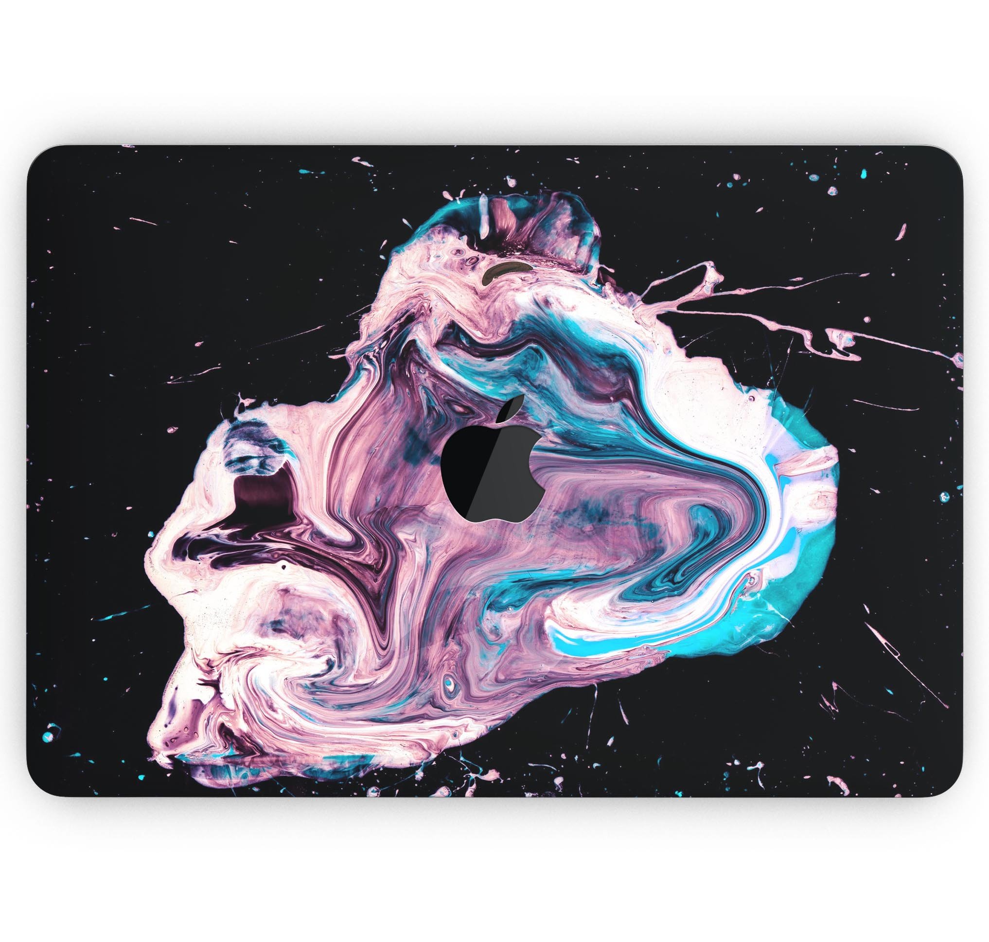 Liquid Abstract Paint V62 skin decal wrap kit for MacBook, showcasing vibrant colors and a sleek design.